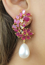 Load image into Gallery viewer, golden frosty pearl earrings Bombay Sunset
