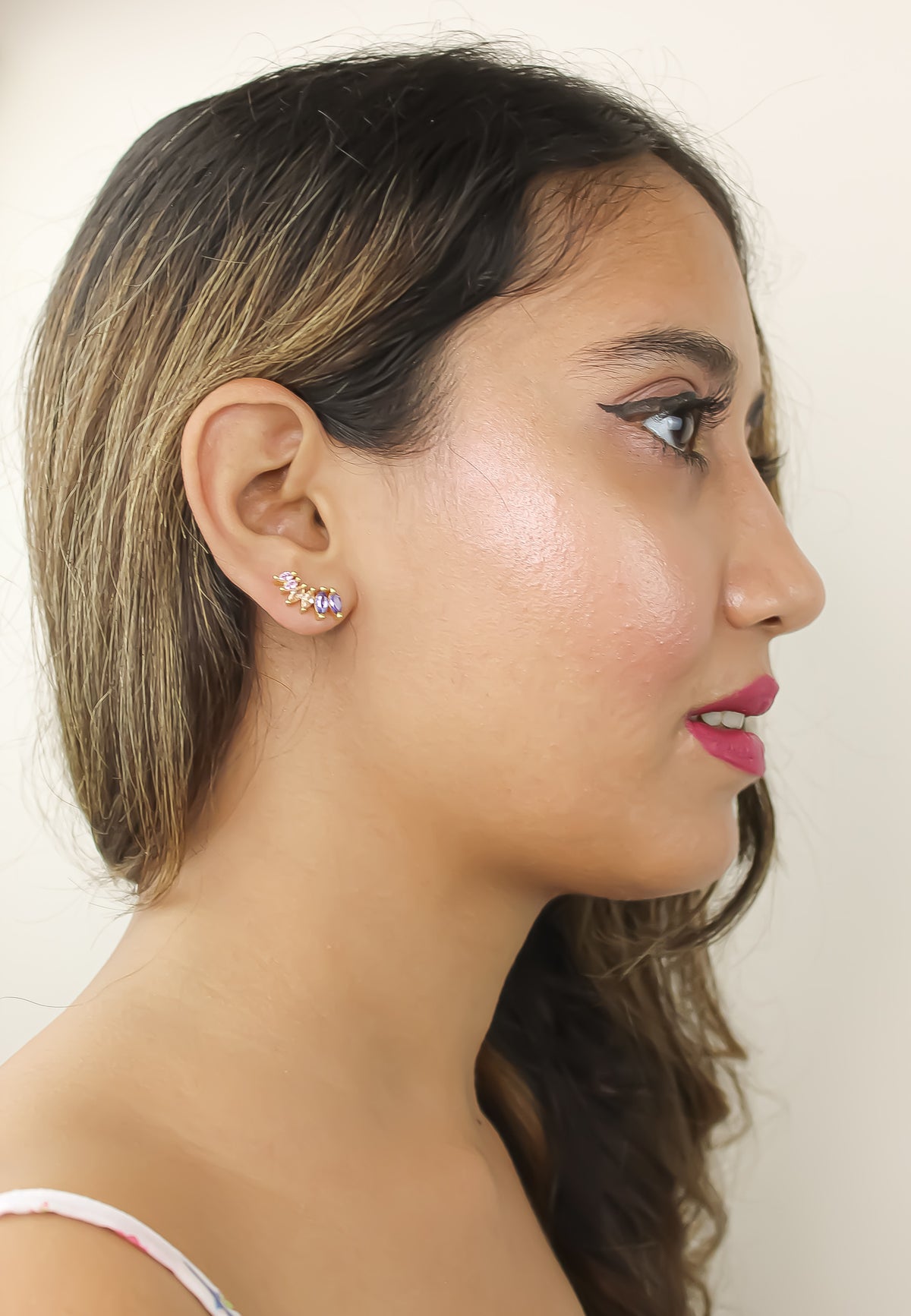 Stepping stone earrings bombay sunset