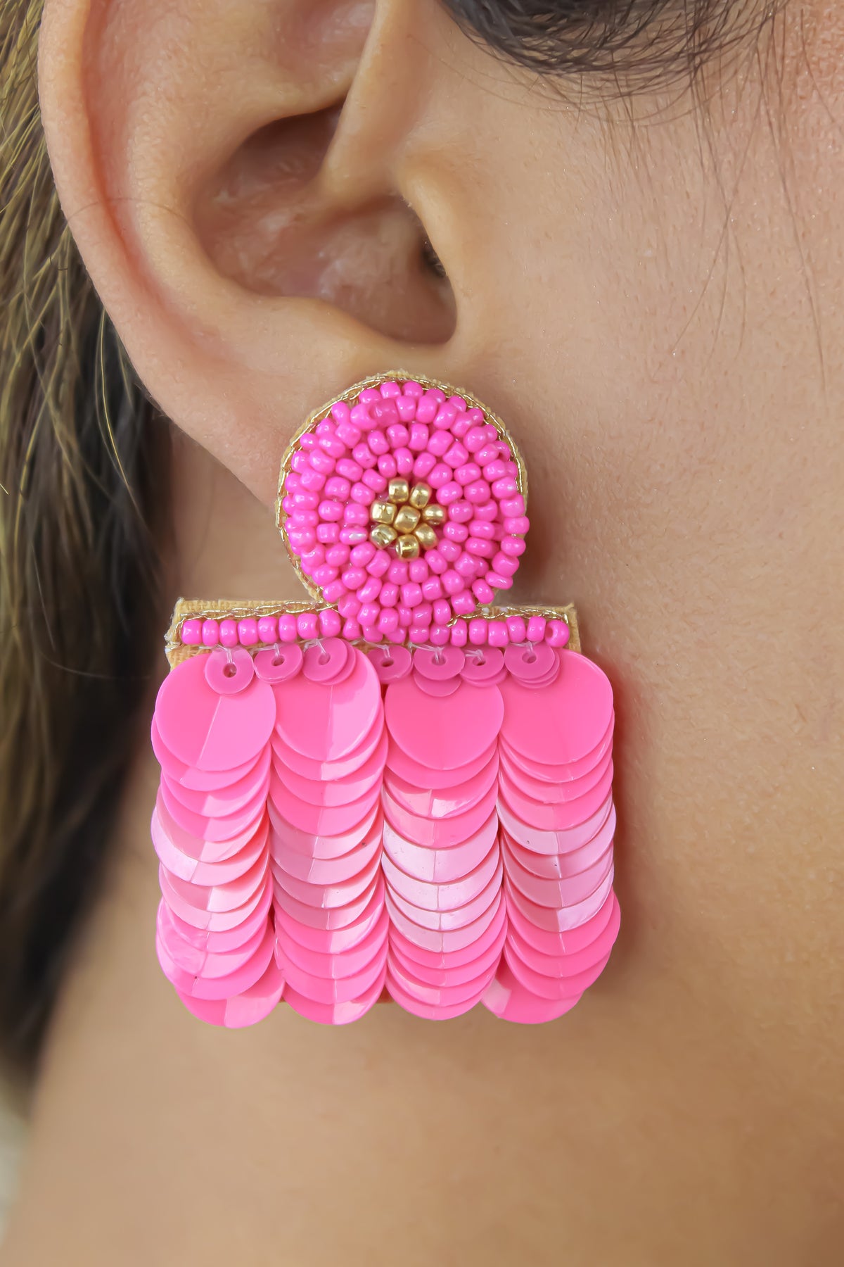 Bolero pink earrings bombay sunset