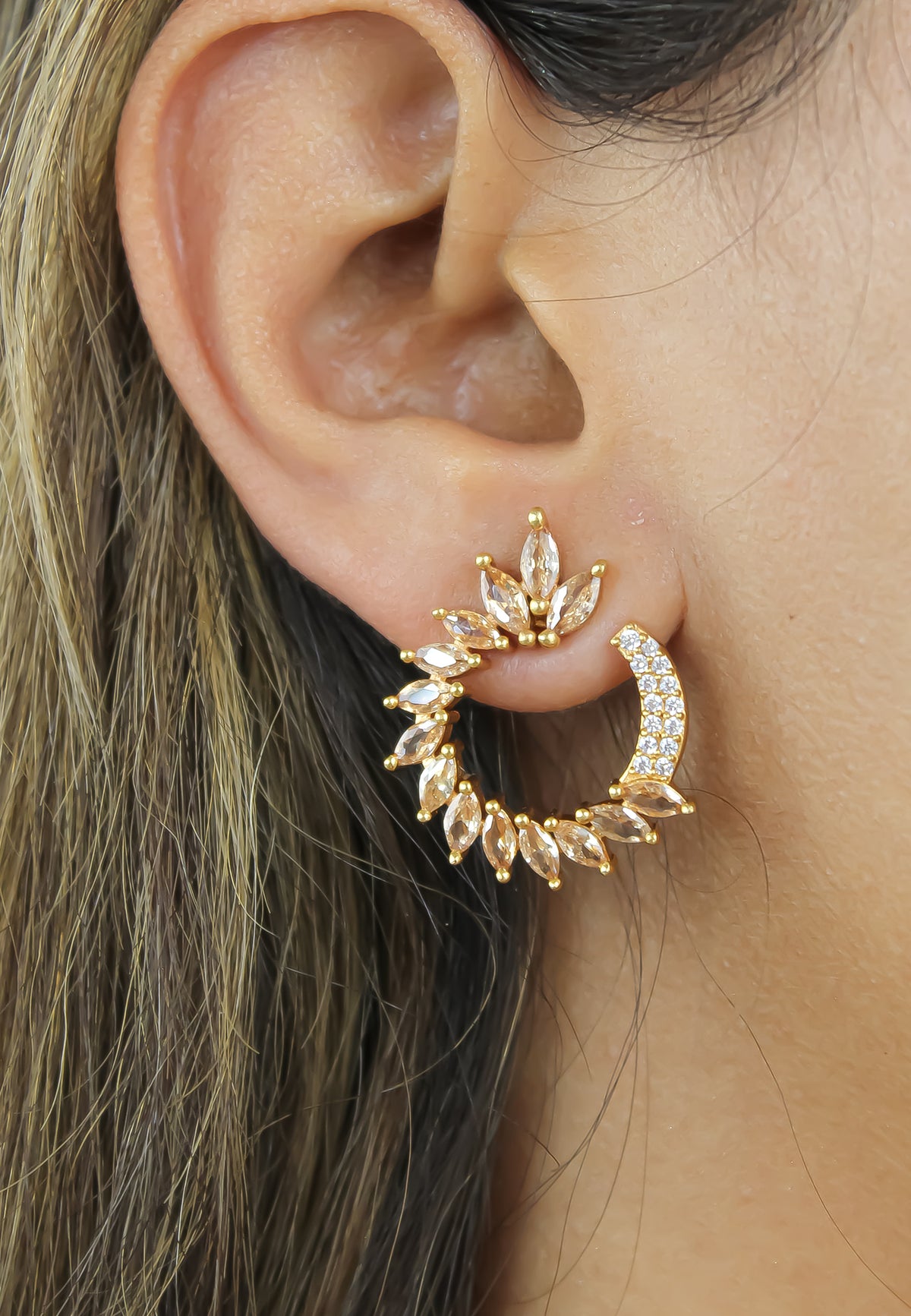 Golden viper earrings bombay sunset