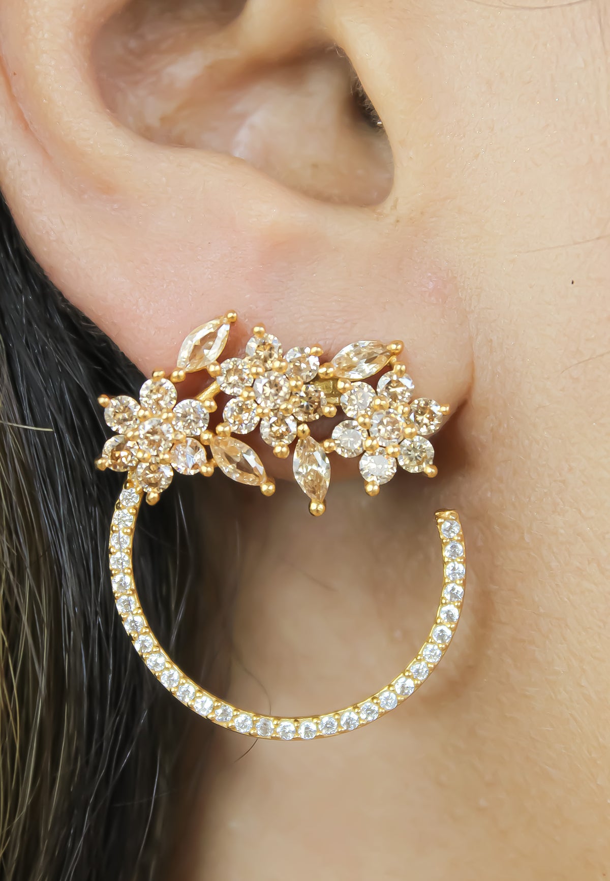 Golden salamander earrings bombay sunset