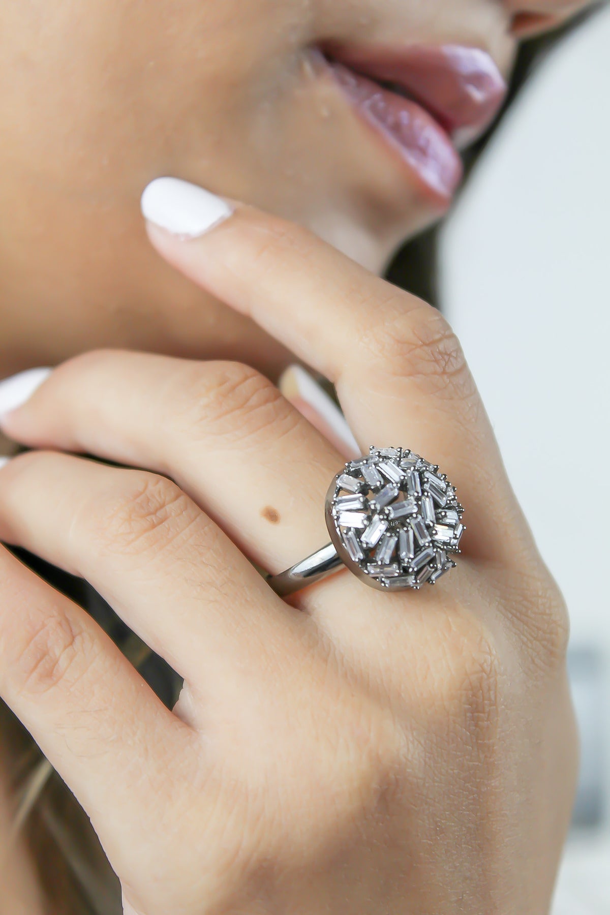 Crystal crown ring bombay sunset