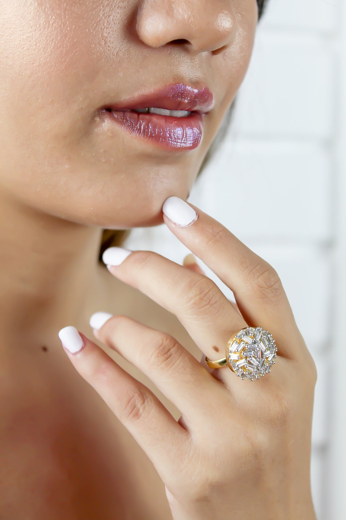 Crystal crown ring bombay sunset