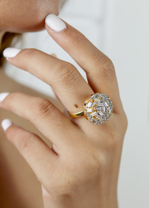 Crystal Crown Ring Bombay Sunset