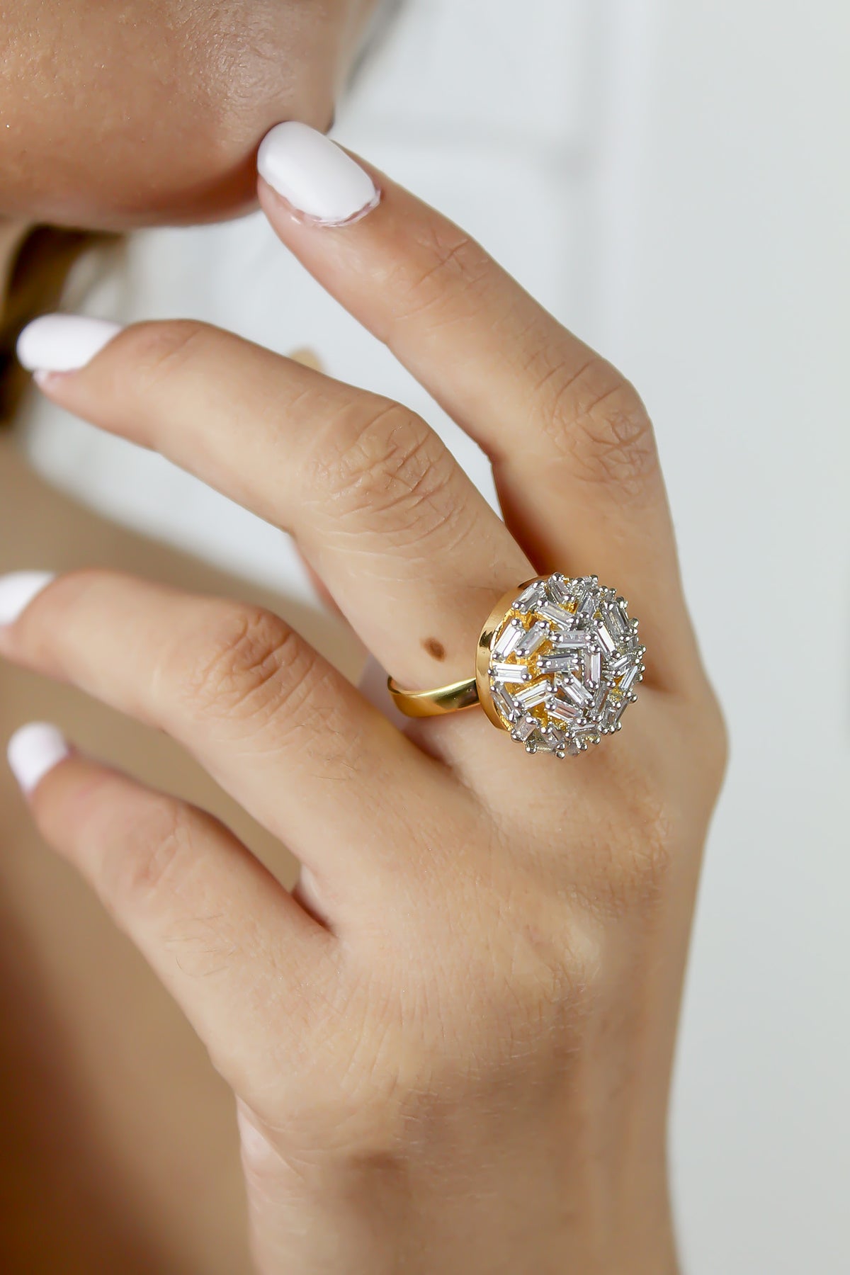 Crystal crown ring bombay sunset