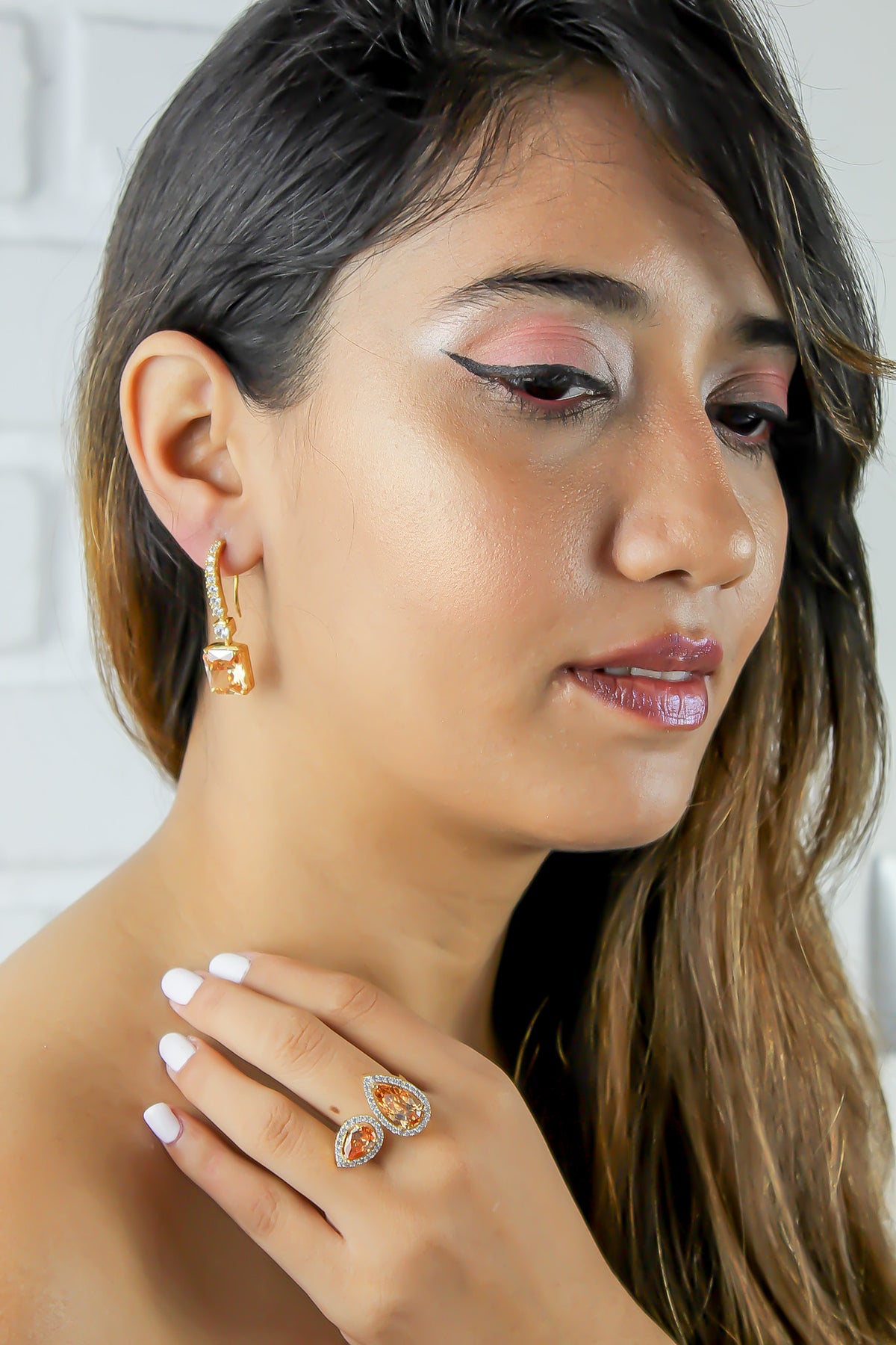 Golden benares earrings bombay sunset