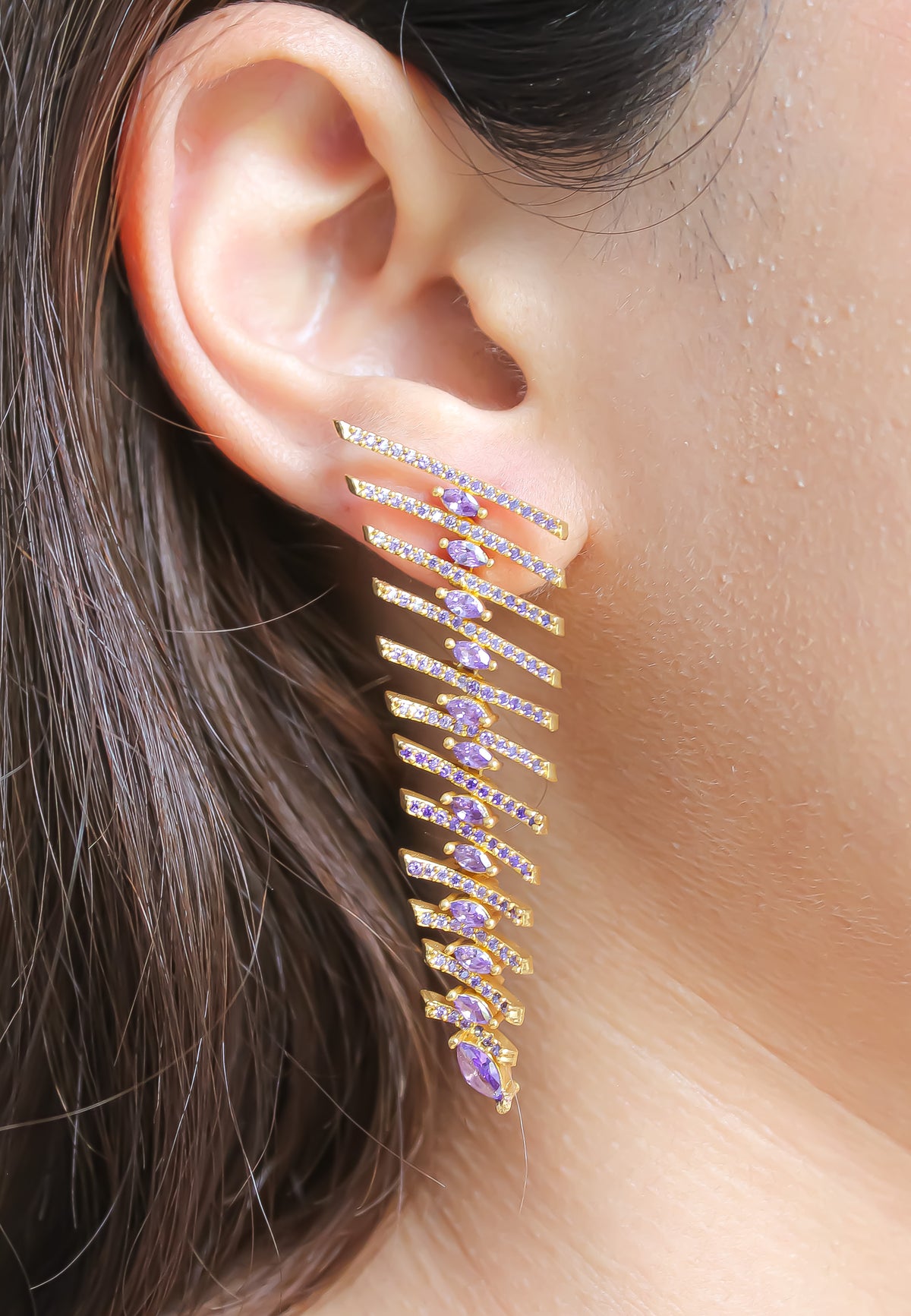 Fishbone earrings bombay sunset