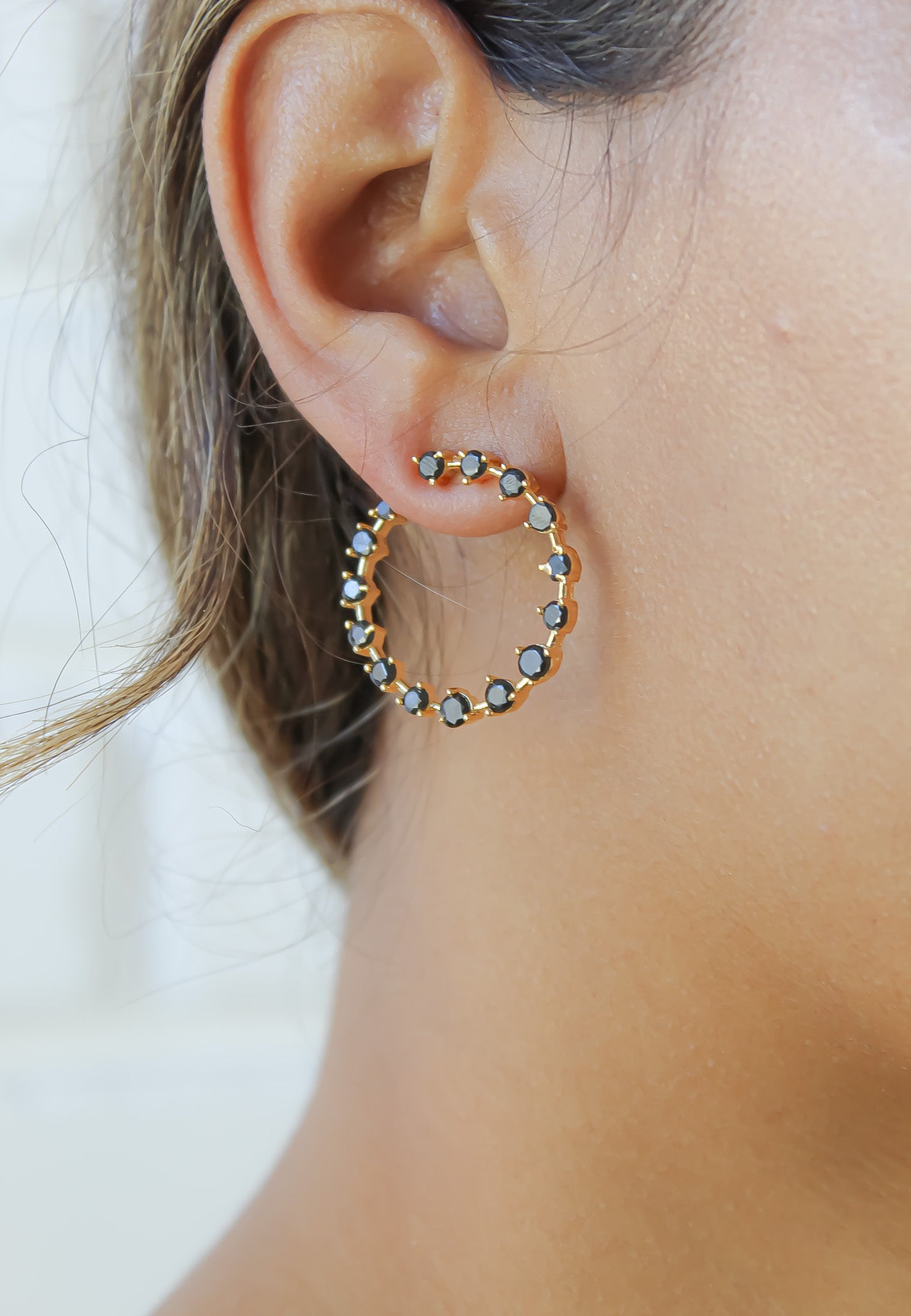 zircons crown hoop earrings Bombay Sunset