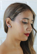 Load image into Gallery viewer, silver stepping earrings Bombay Sunset
