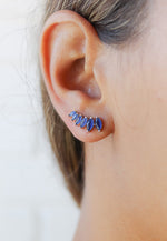 Load image into Gallery viewer, silver stepping earrings Bombay Sunset
