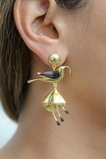 Hummingbird Earrings Bombay Sunset