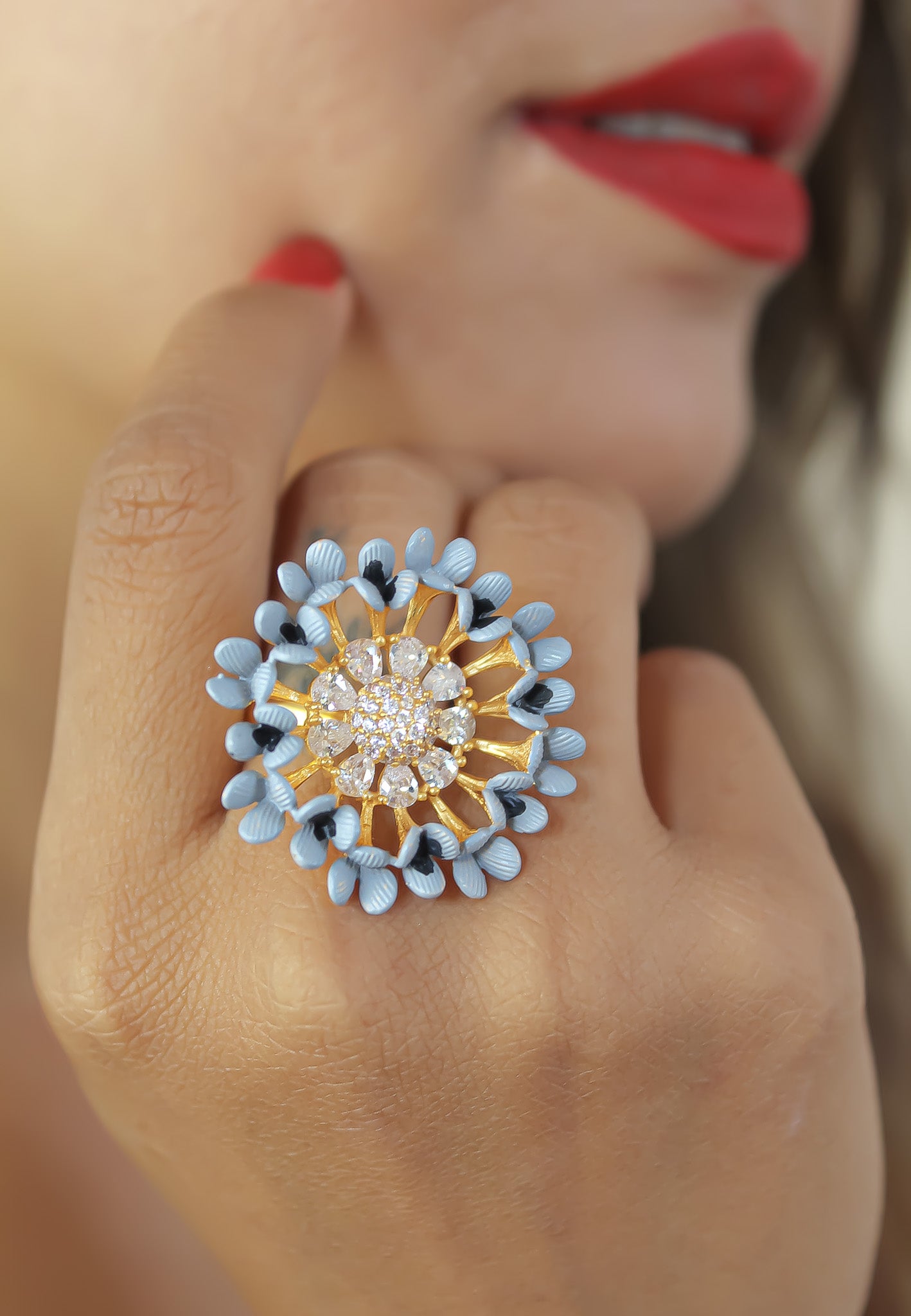 vivid daisy ring Bombay Sunset