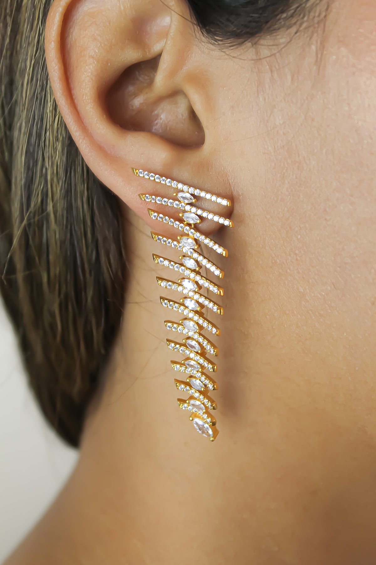 Fishbone earrings bombay sunset