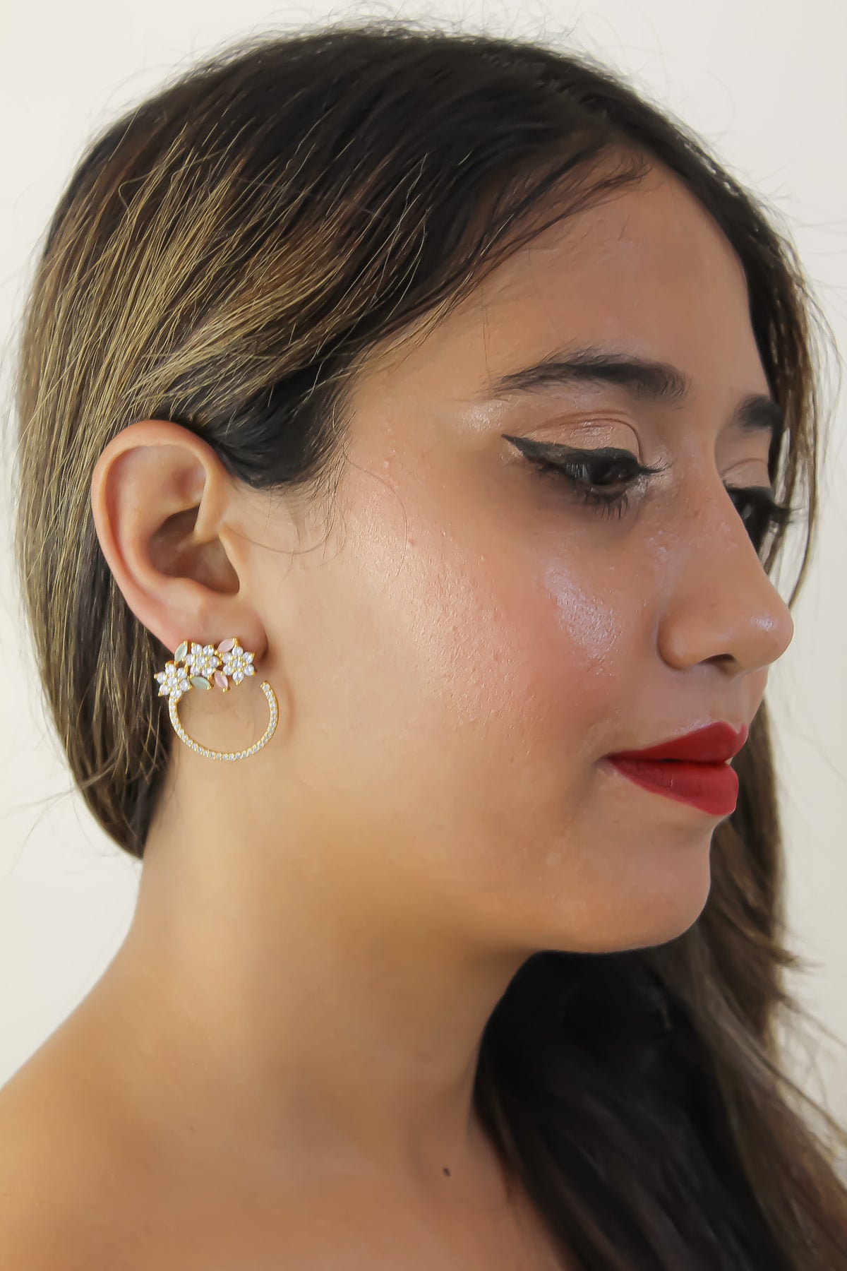 Golden salamander earrings bombay sunset
