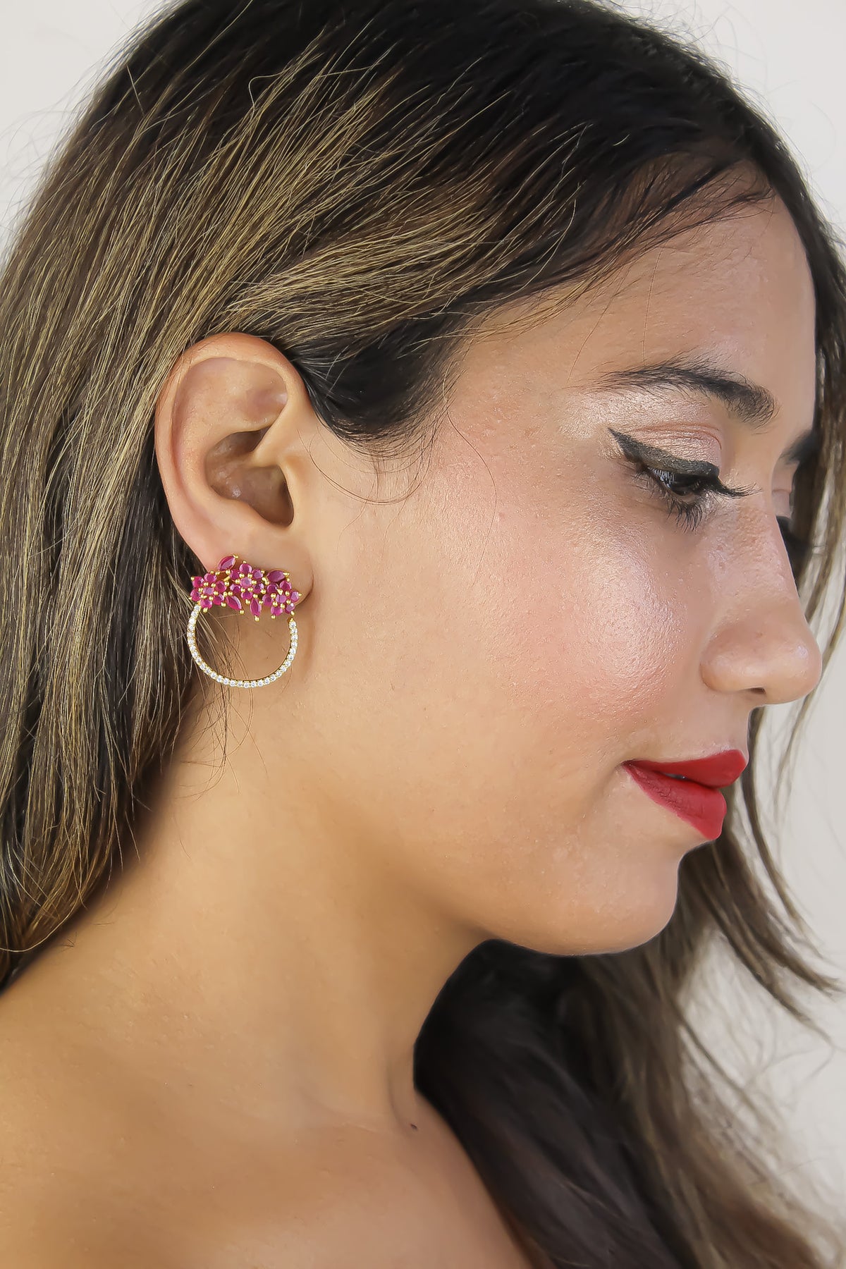 Golden salamander earrings bombay sunset