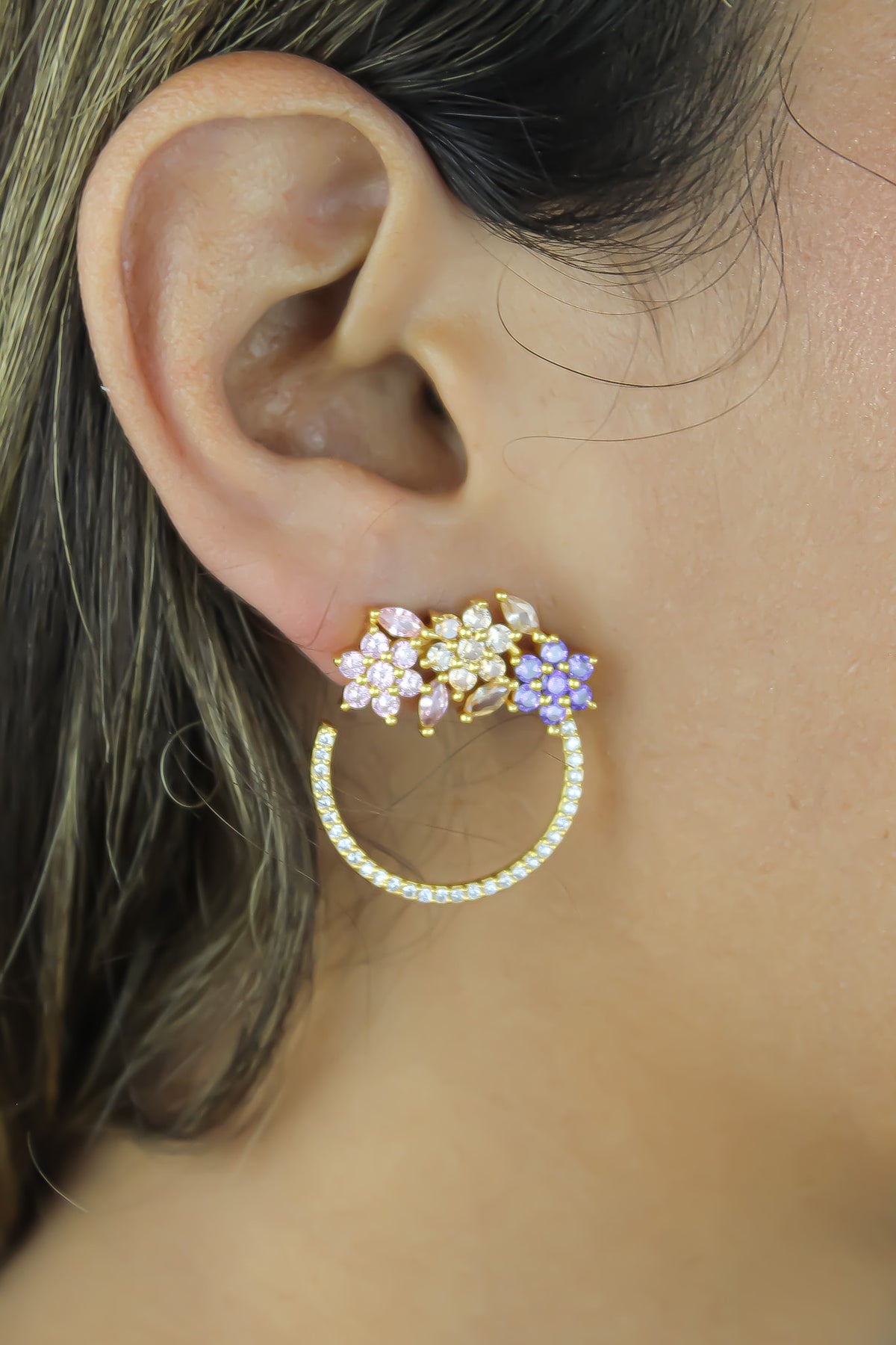 Golden salamander earrings bombay sunset