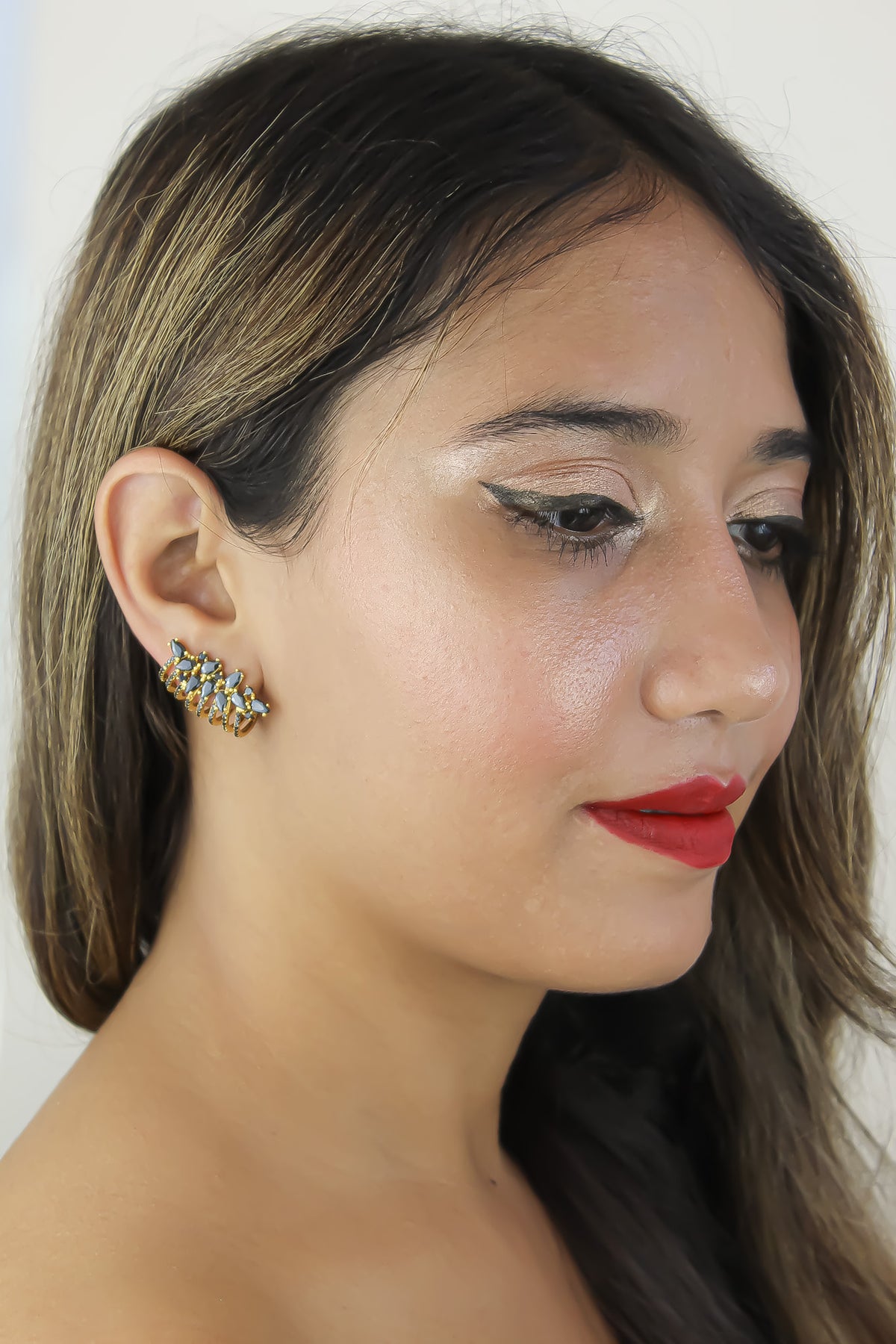 london climber earrings with stones Bombay Sunset