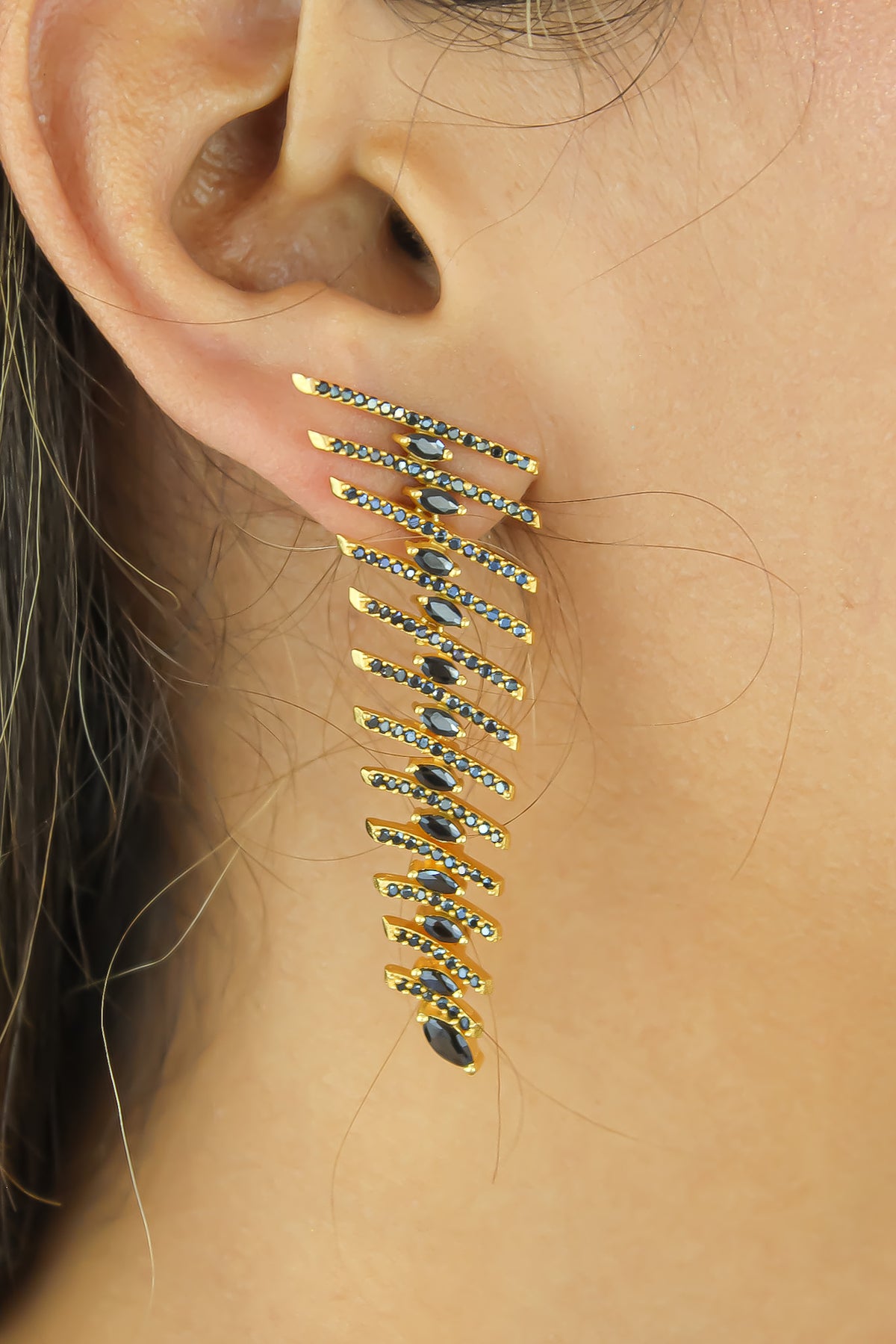 Fishbone earrings bombay sunset