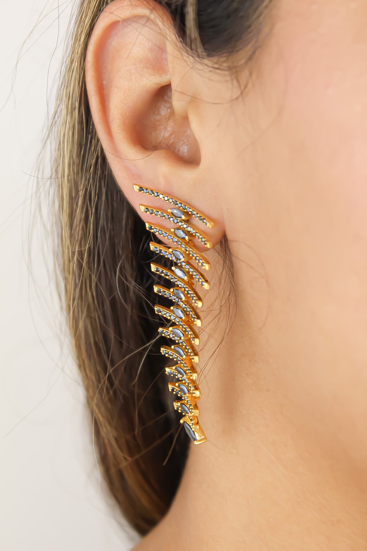 Fishbone earrings bombay sunset