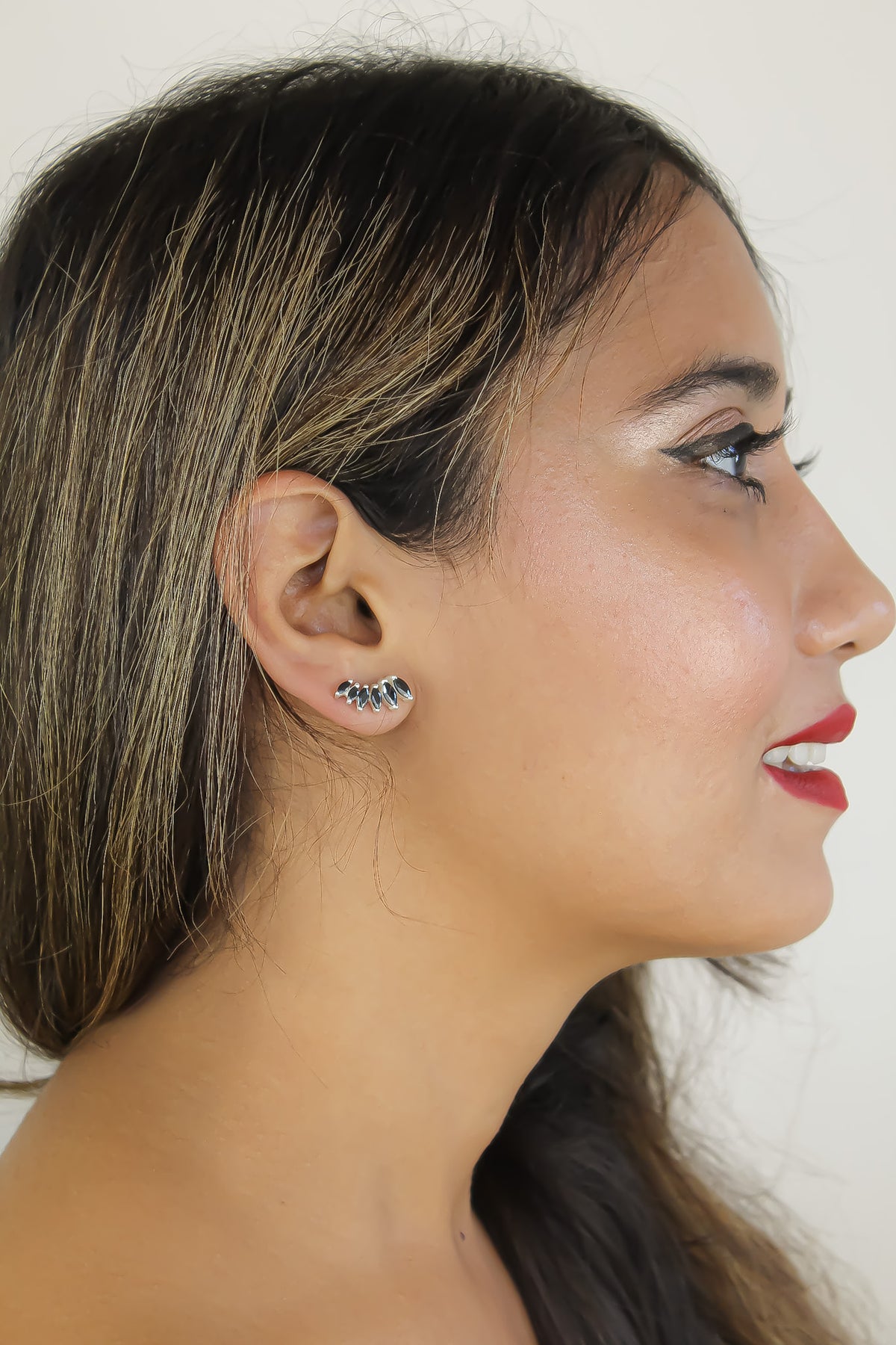 Silver stepping earrings bombay sunset