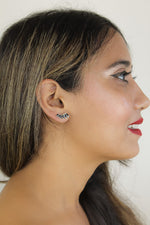 Load image into Gallery viewer, silver stepping earrings Bombay Sunset
