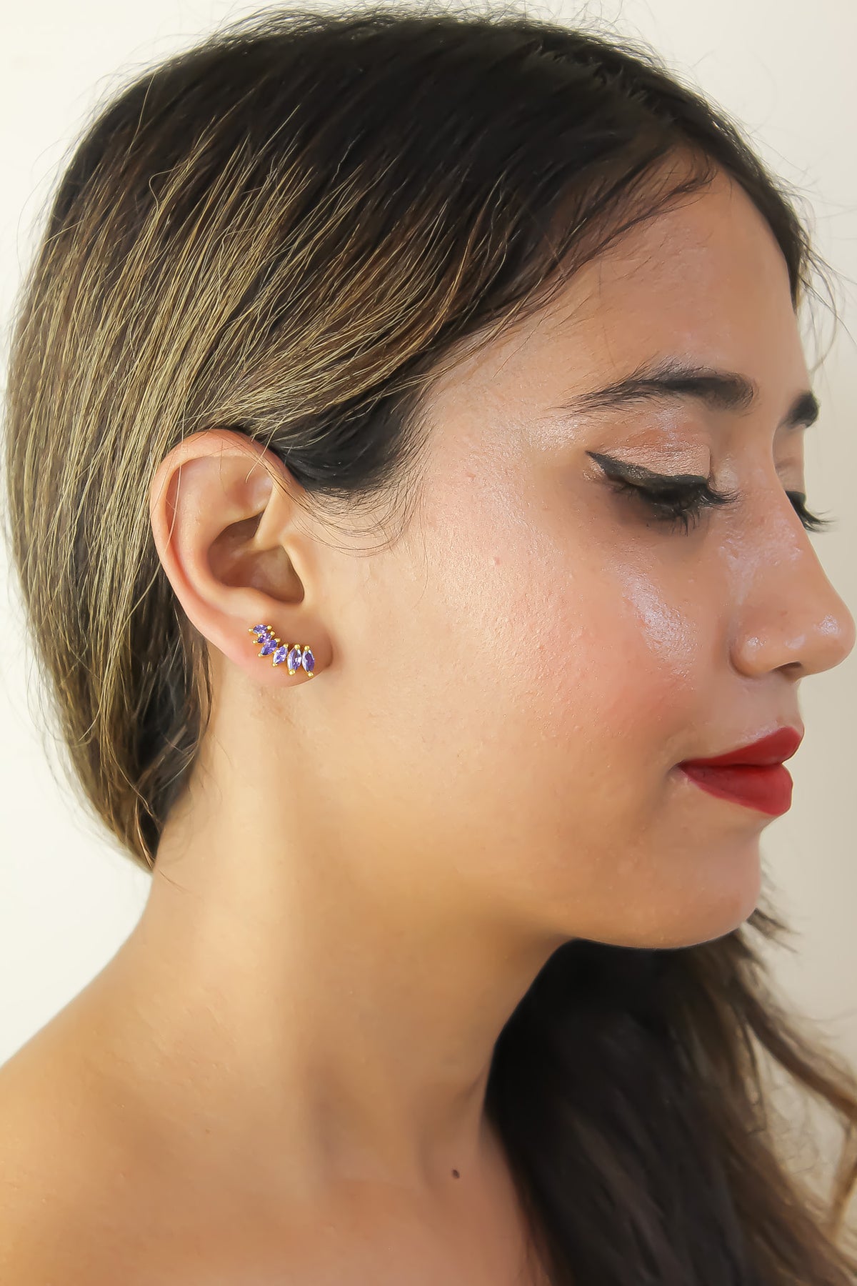 Stepping stone earrings bombay sunset