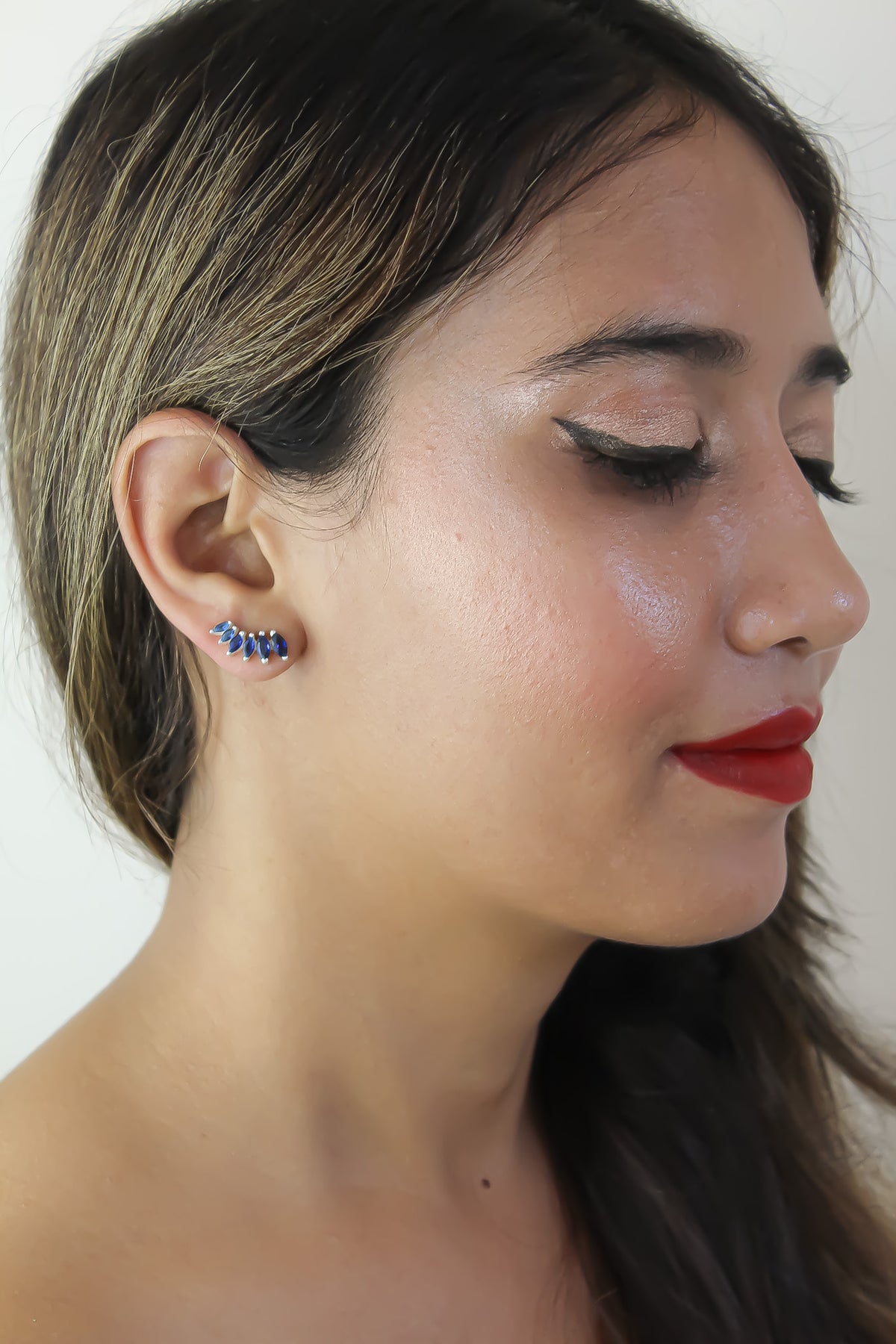 Silver stepping earrings bombay sunset