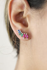 Load image into Gallery viewer, silver stepping earrings Bombay Sunset
