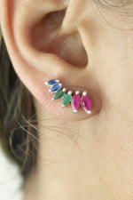 Load image into Gallery viewer, silver stepping earrings Bombay Sunset
