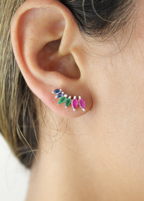 Silver Stepping Earrings Bombay Sunset