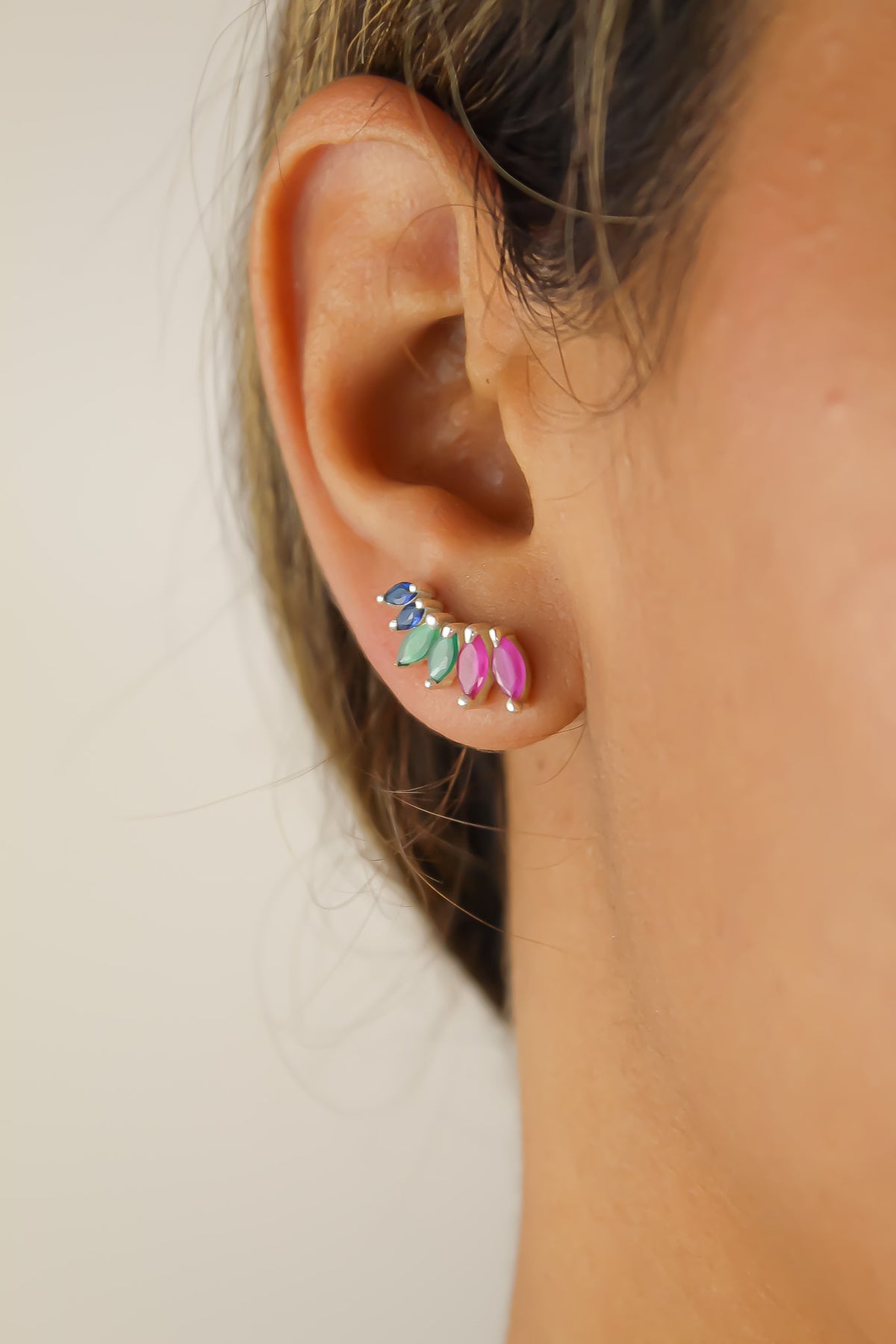 Silver stepping earrings bombay sunset