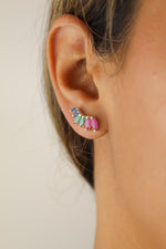Load image into Gallery viewer, silver stepping earrings Bombay Sunset

