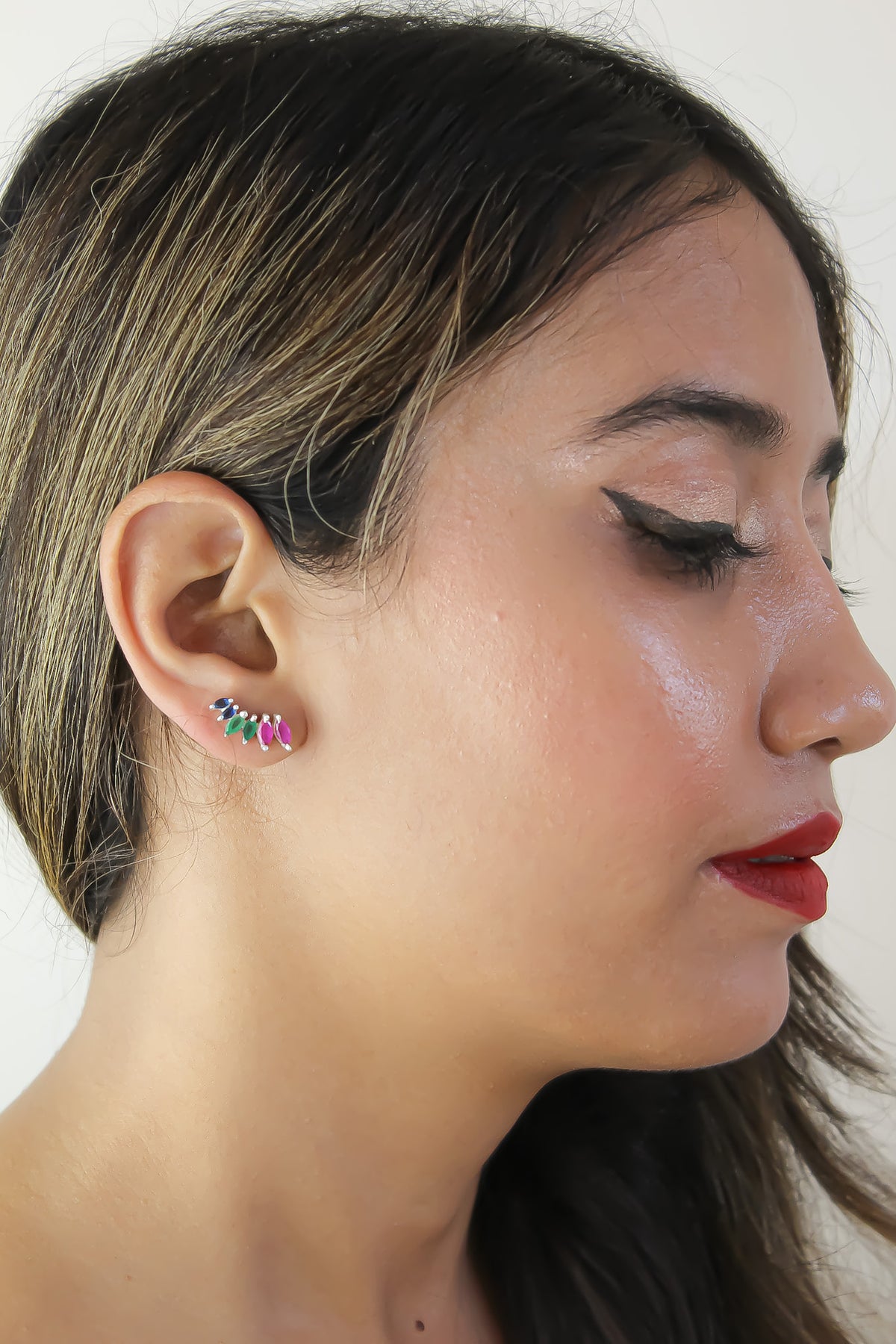 Silver stepping earrings bombay sunset