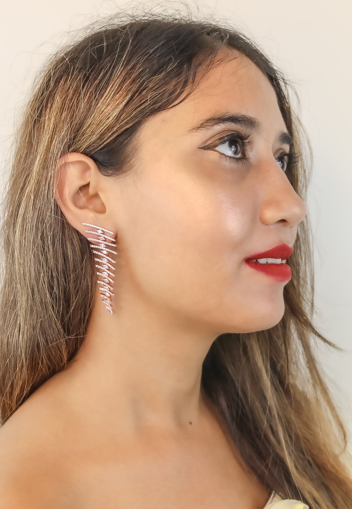 Fishbone earrings bombay sunset