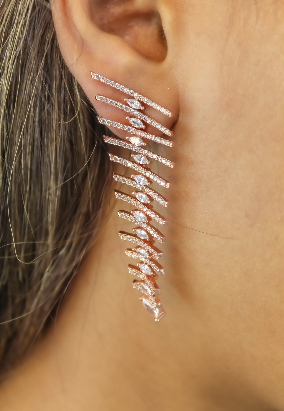 Fishbone earrings bombay sunset
