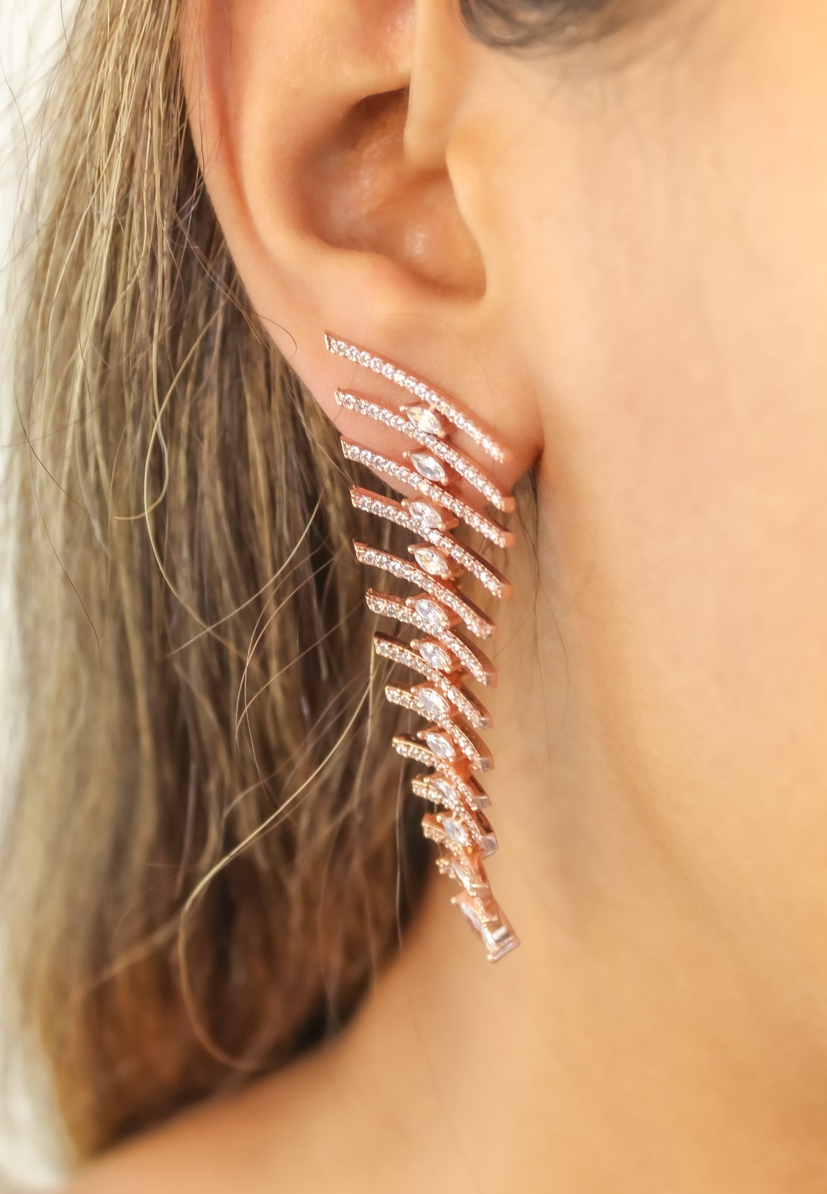 Fishbone earrings bombay sunset