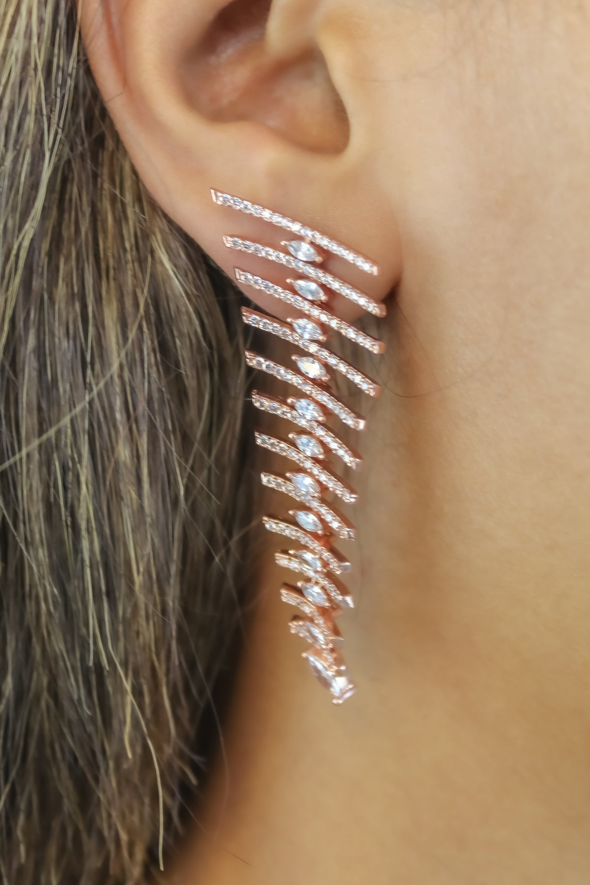 Fishbone earrings bombay sunset
