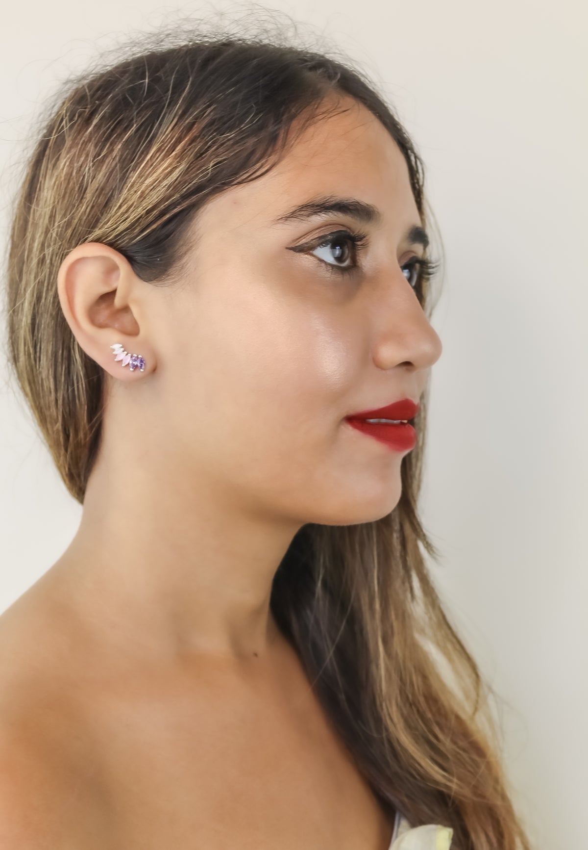 Silver stepping earrings bombay sunset