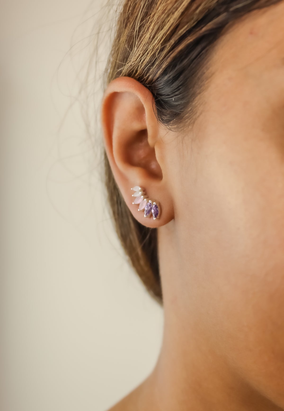 Silver stepping earrings bombay sunset