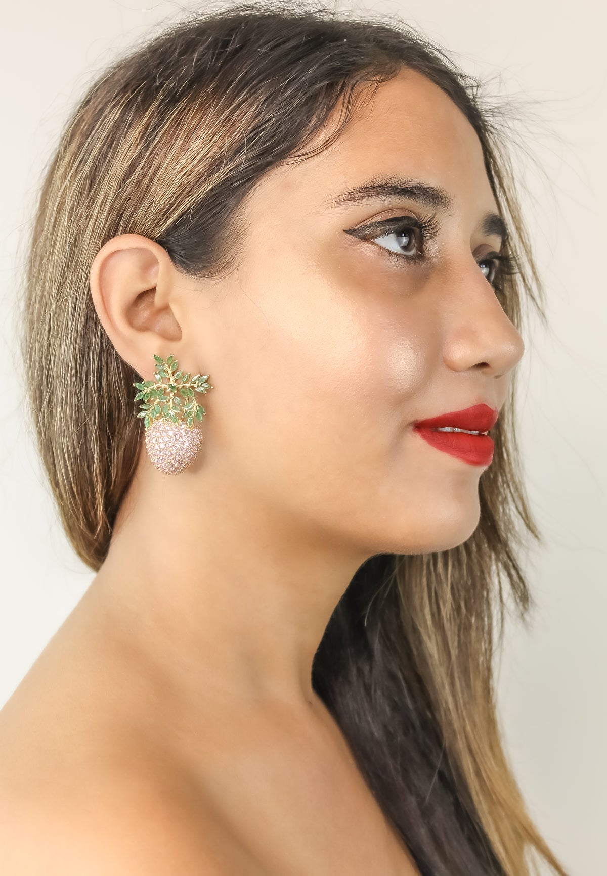 Wild strawberry earrings bombay sunset