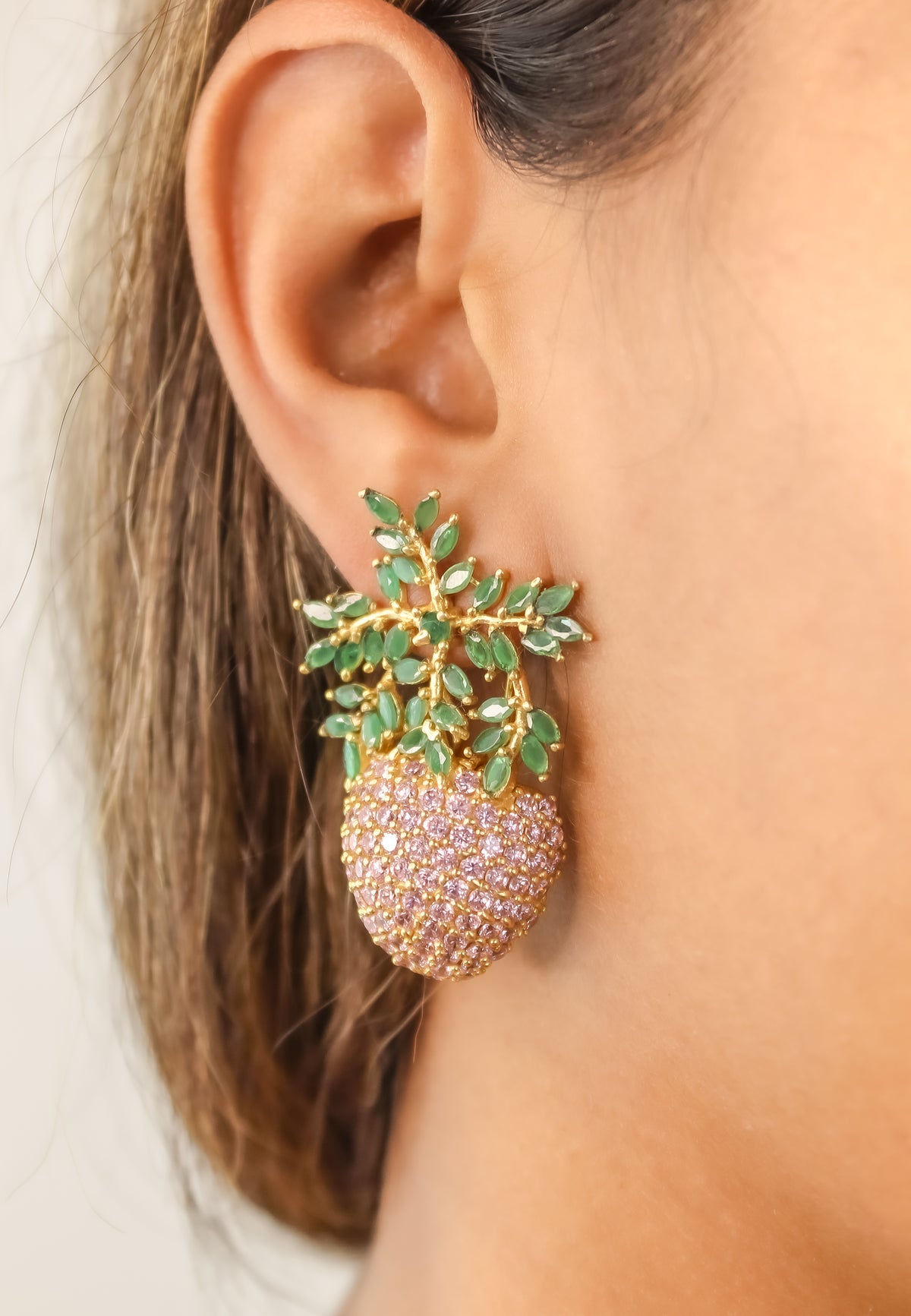 Wild strawberry earrings bombay sunset