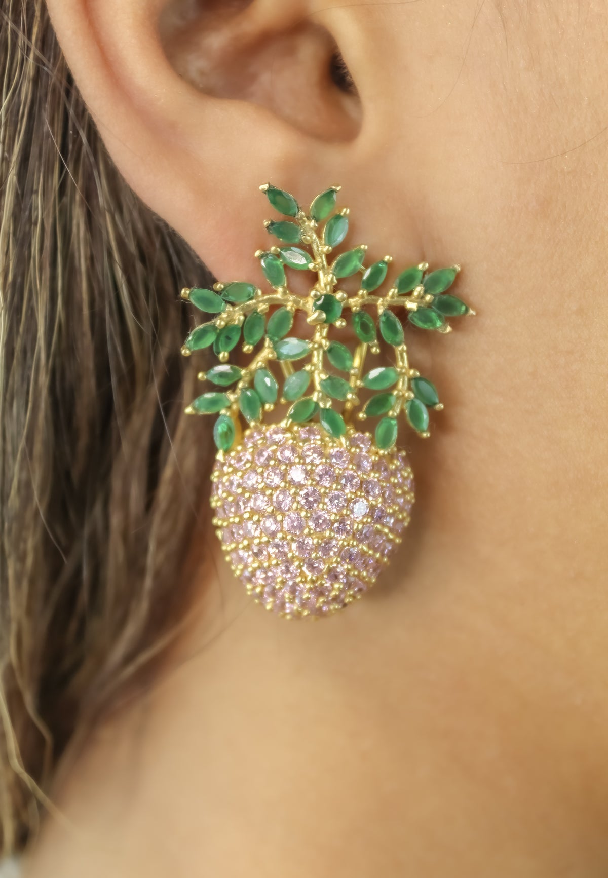Wild strawberry earrings bombay sunset