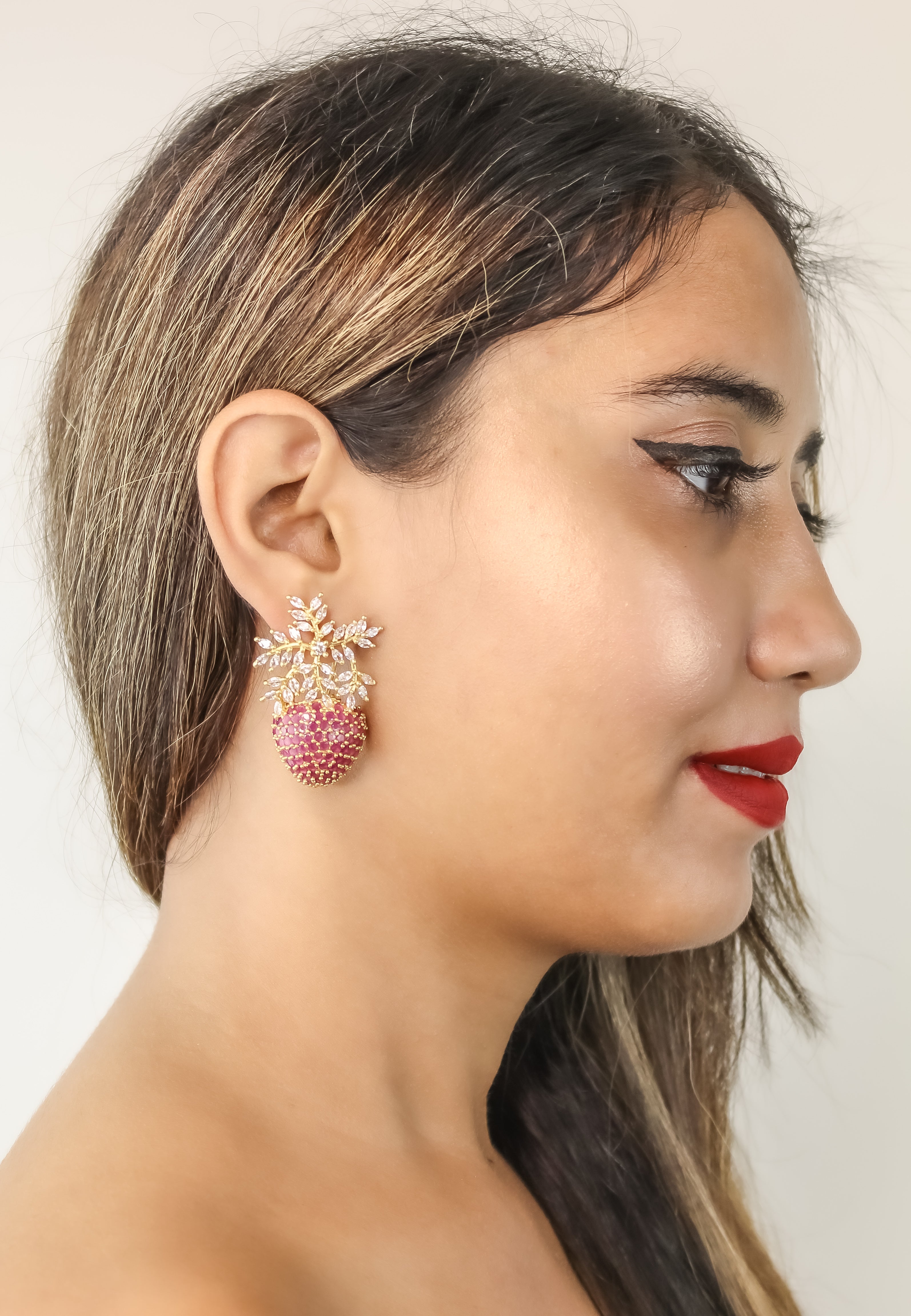 wild strawberry earrings Bombay Sunset