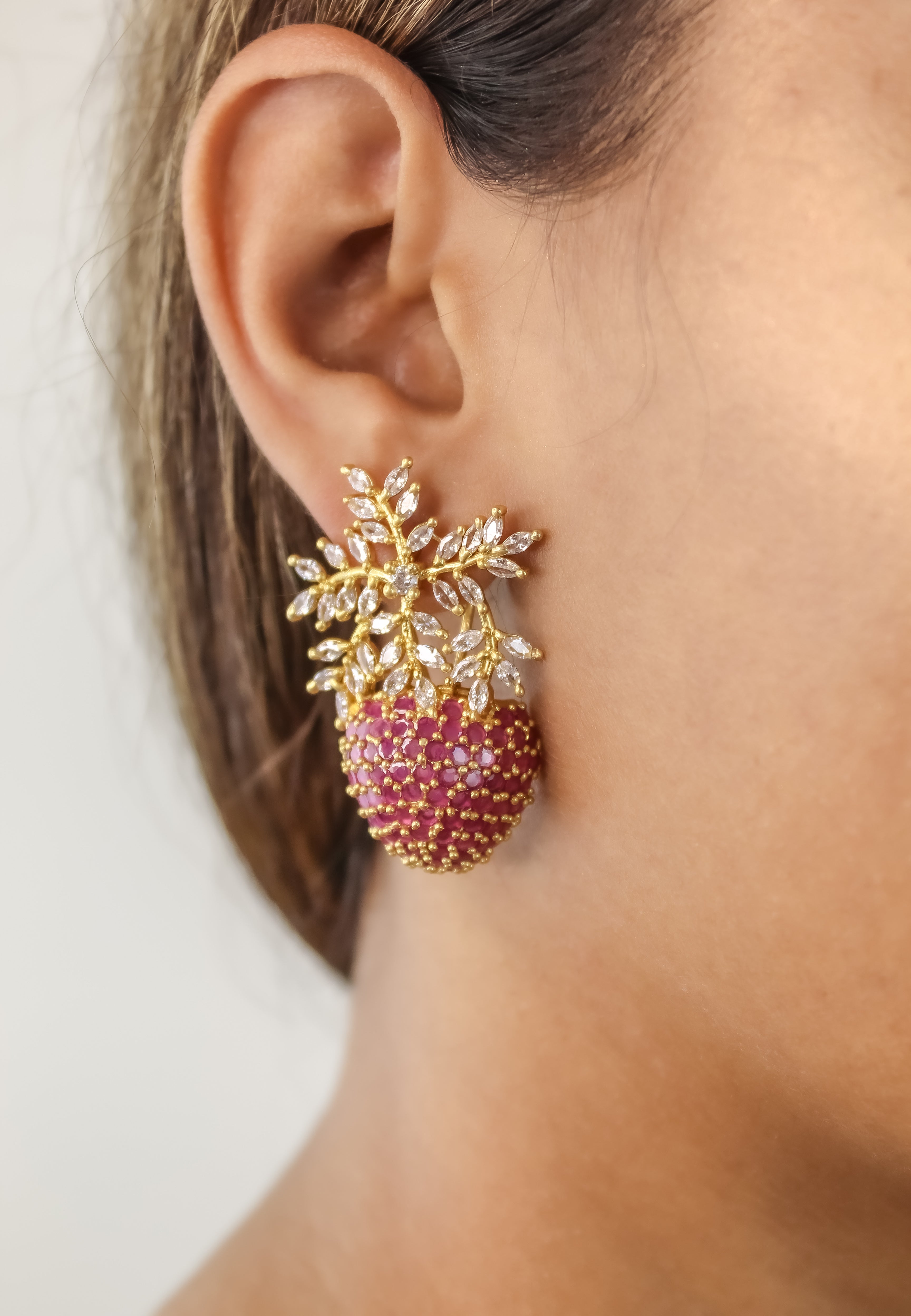 wild strawberry earrings Bombay Sunset