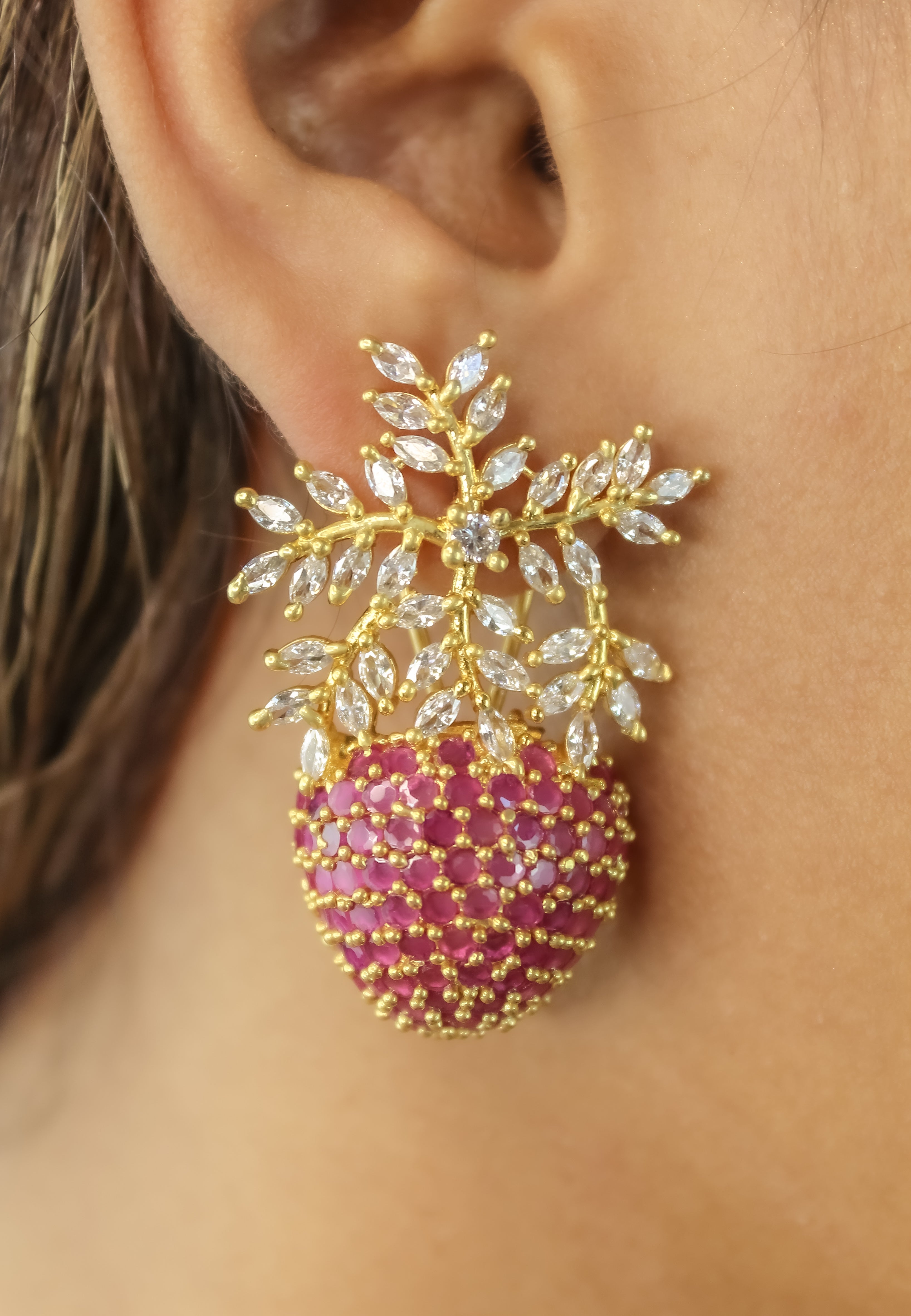 wild strawberry earrings Bombay Sunset