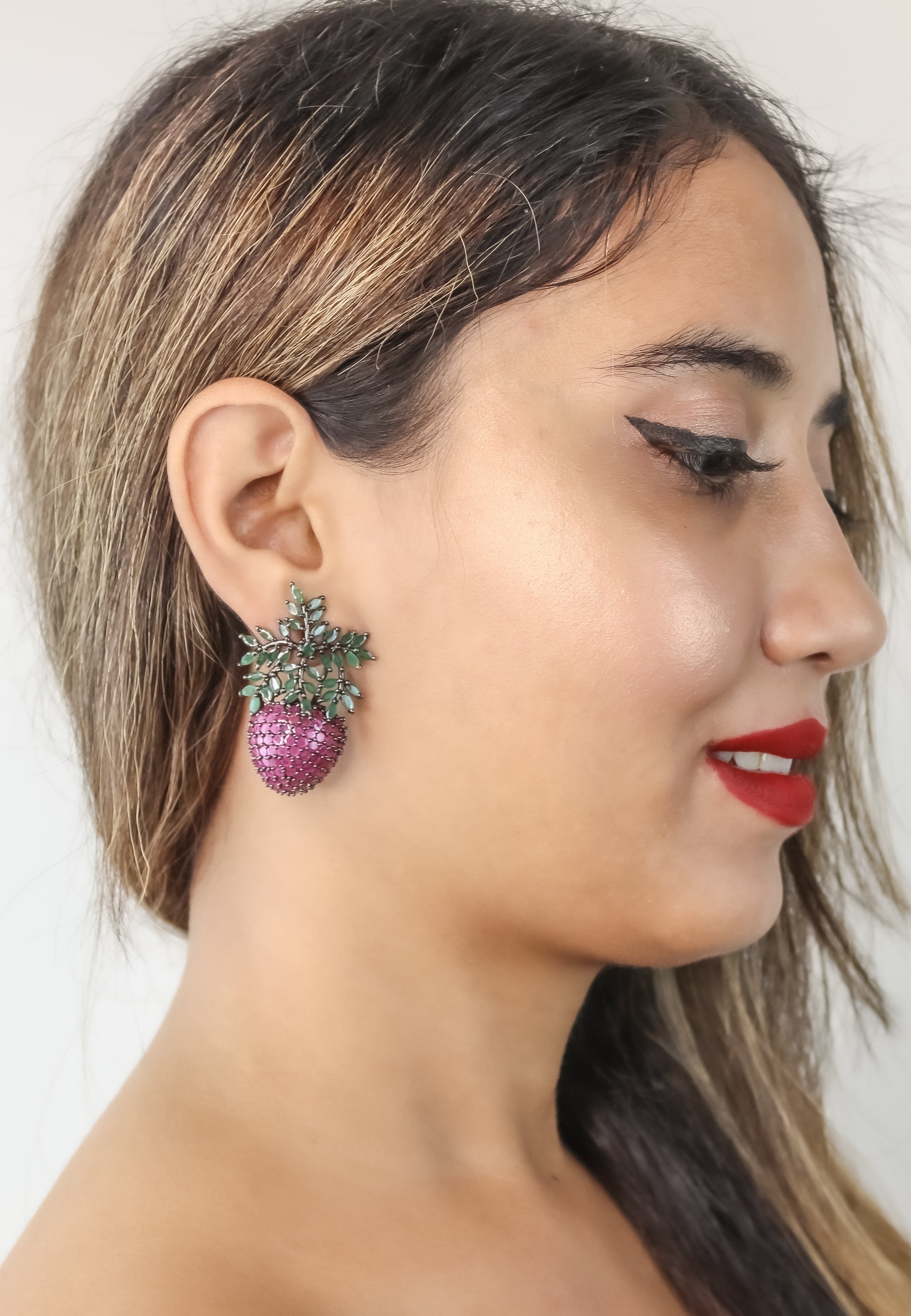 wild strawberry earrings Bombay Sunset