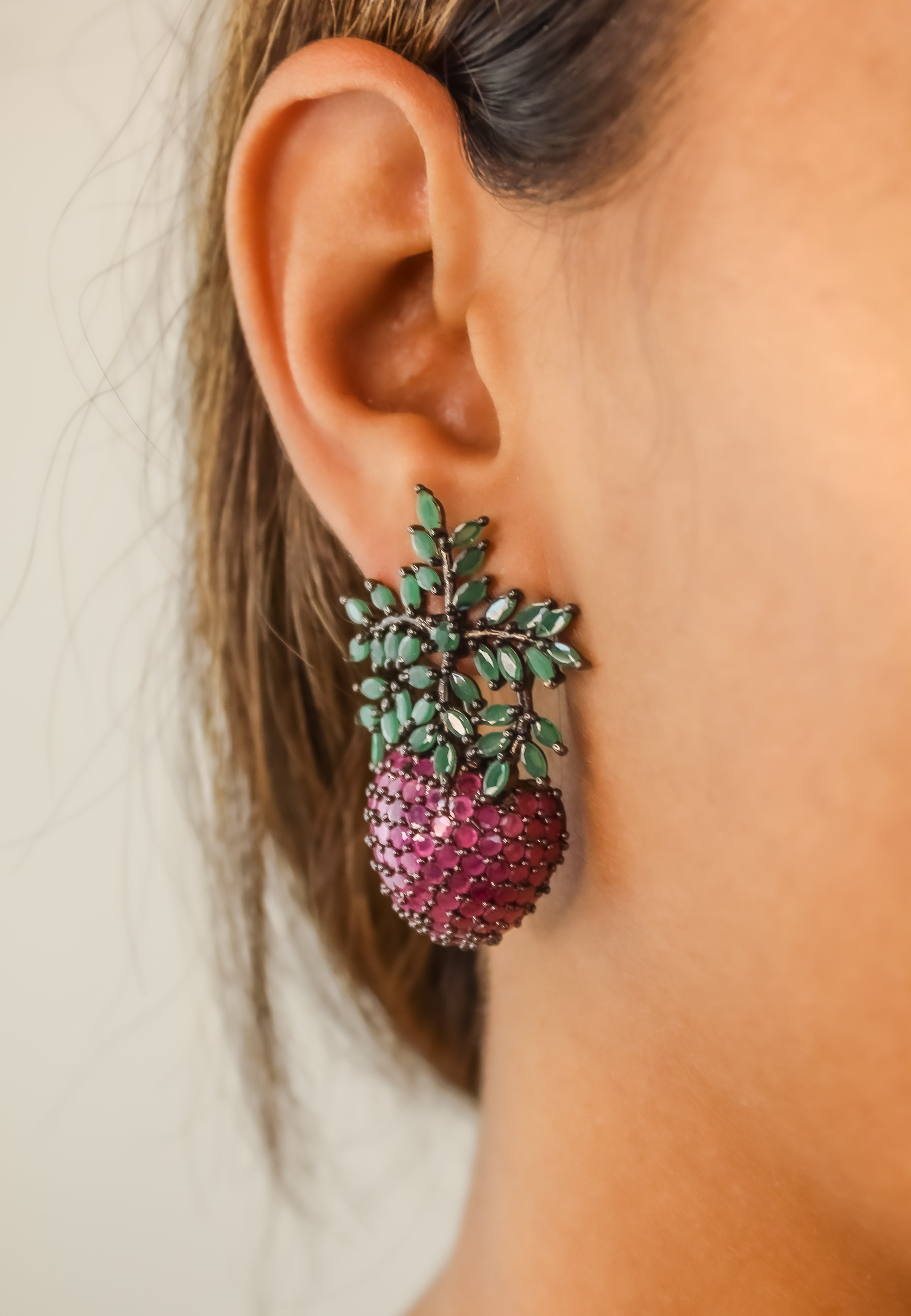 wild strawberry earrings Bombay Sunset