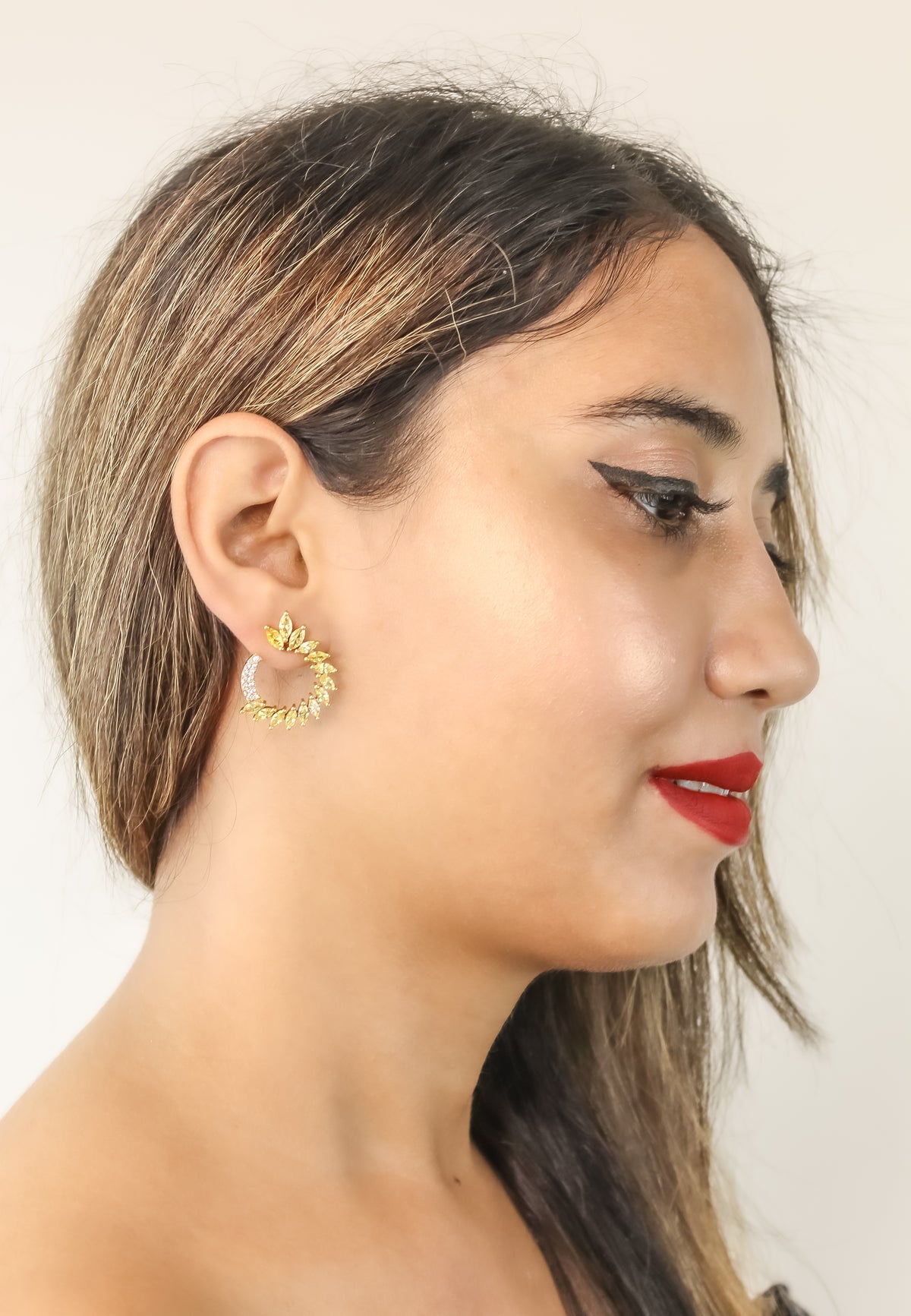Golden viper earrings bombay sunset