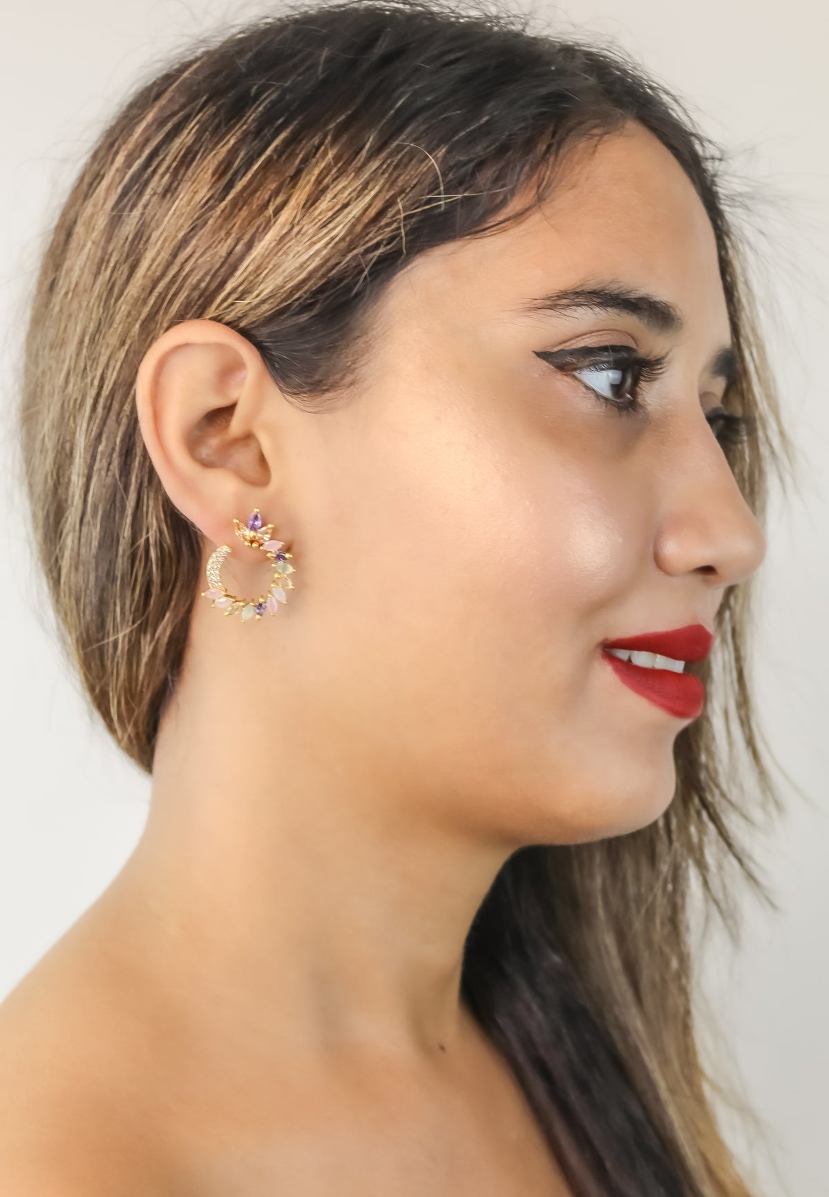 Golden viper earrings bombay sunset