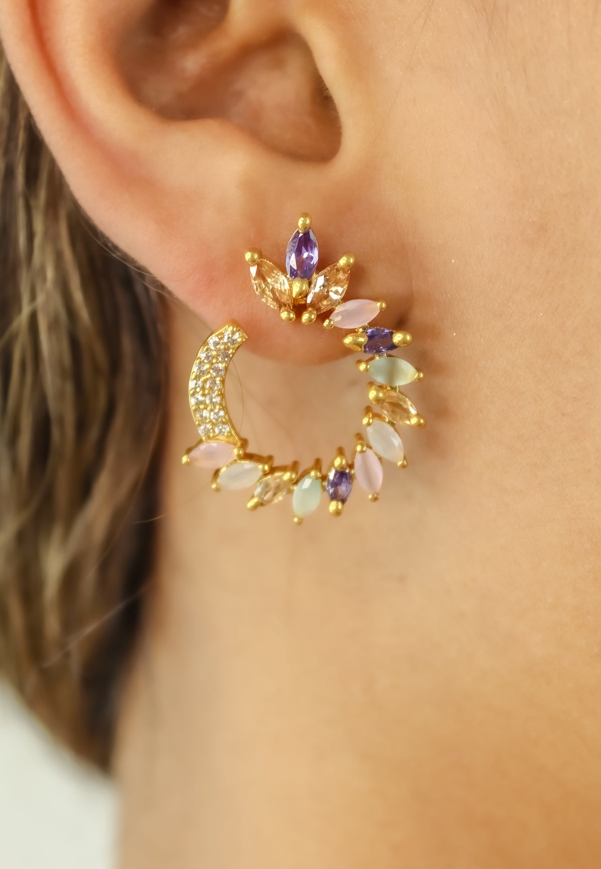 Golden viper earrings bombay sunset